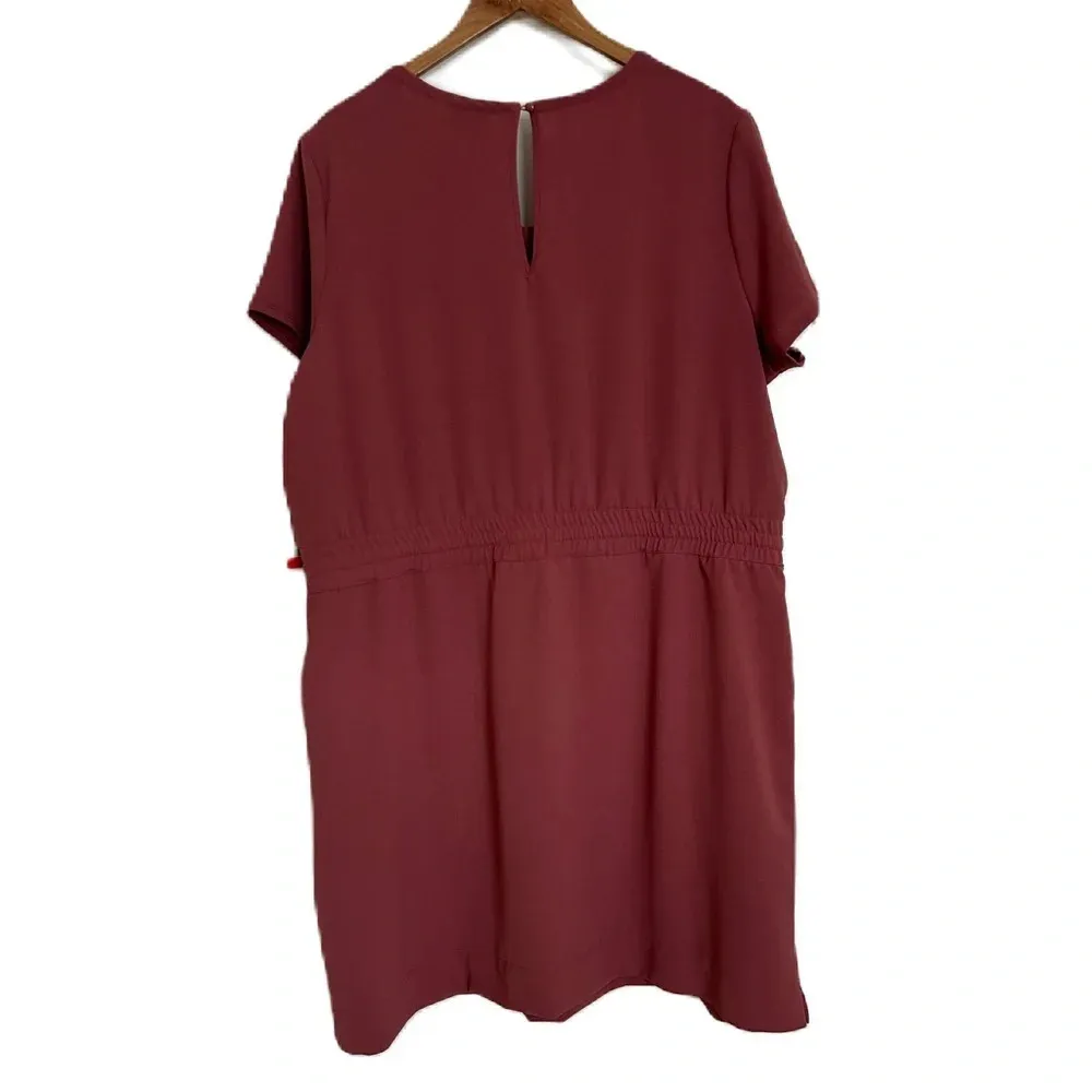 NWT 32 Degrees Women's‎ Deco Rose Pink Twill Pocket Dress XXL **FLAW** - Image 4