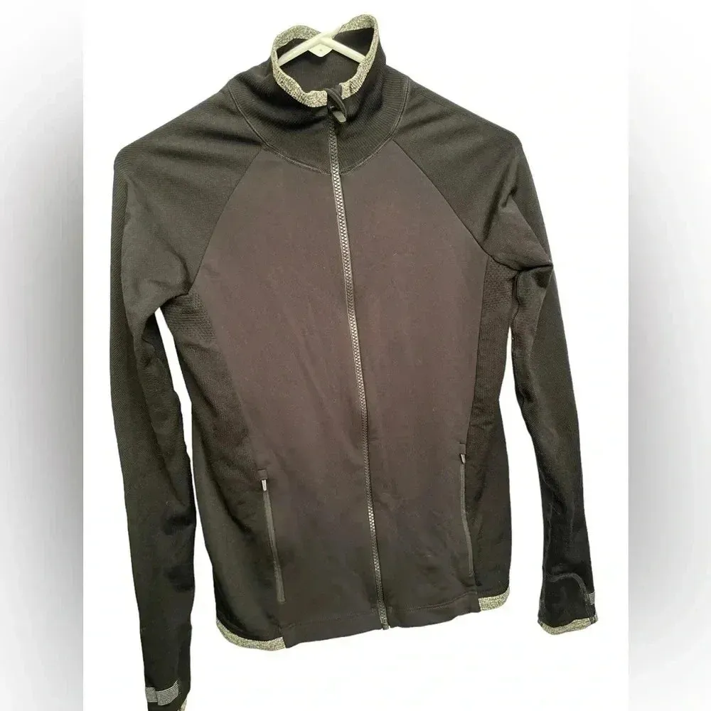 Athleta Jacket Womens Small Zip Up Slim Fit Andes Hybrid Running Black Pockets - Image 2