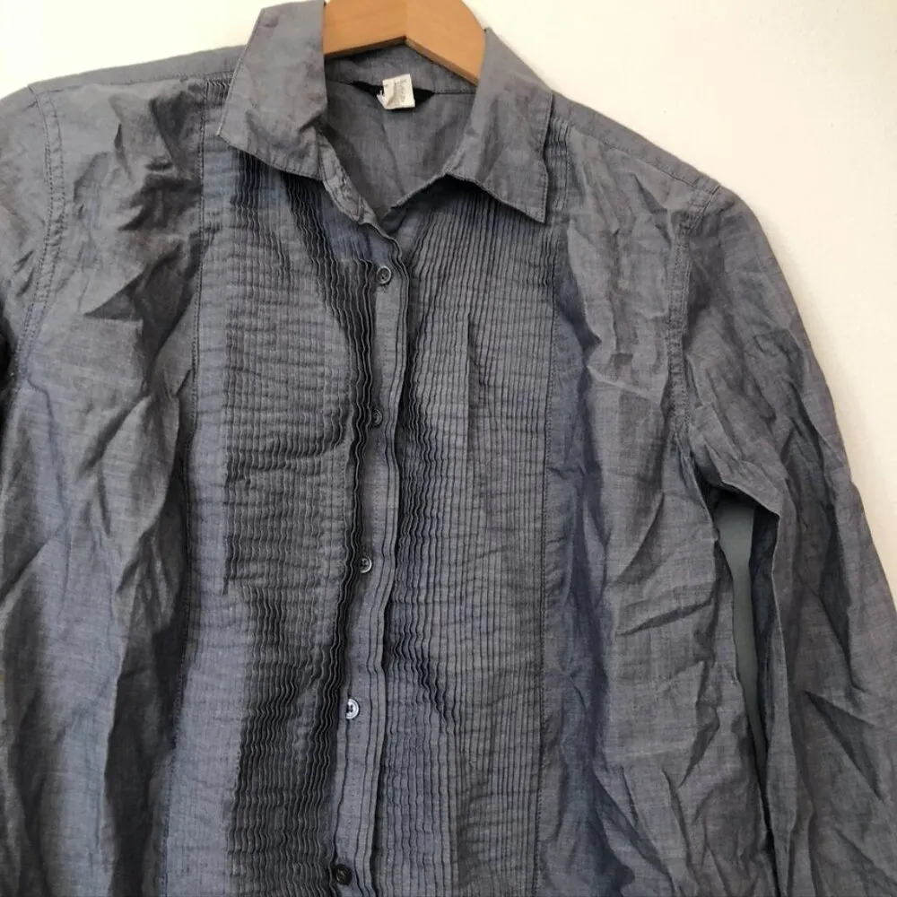 J. CREW Tuxedo Beach Tunic Muted Blue Denim Look Chambray Long Sleeve Cotton S - Image 6