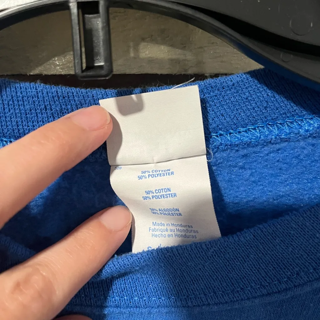 Vintage 1998 Corpus Christi Icerays Hockey Blue Crew Neck Sweater Size Small - Image 4