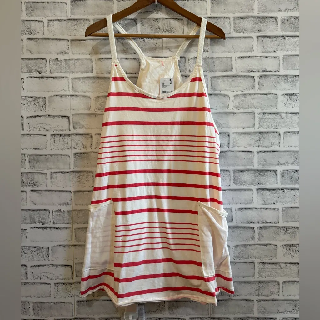 NWT! Women’s Free People Mvmnt hot shot mini dress romper spring stripe ivory L - Image 2