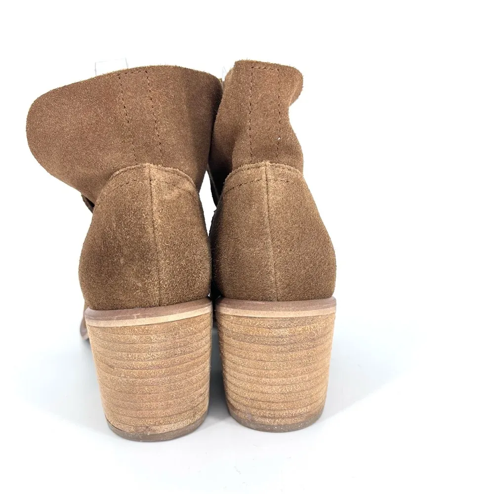 BP. Suede Notched Booties Cognac Brown 8 - Image 4