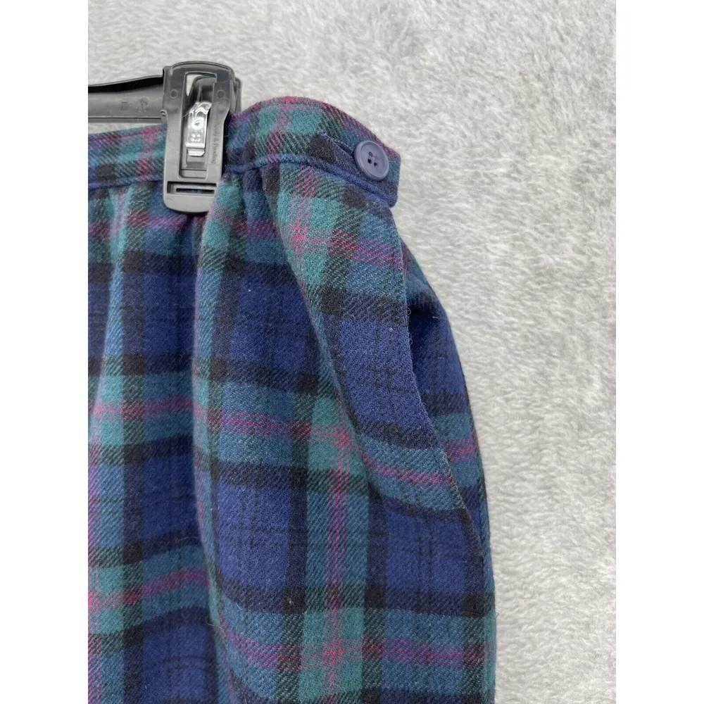 Pendleton Women's Vintage Virgin Wool Skirt Blue Green Plaid Lined Baird Tartan - Image 7