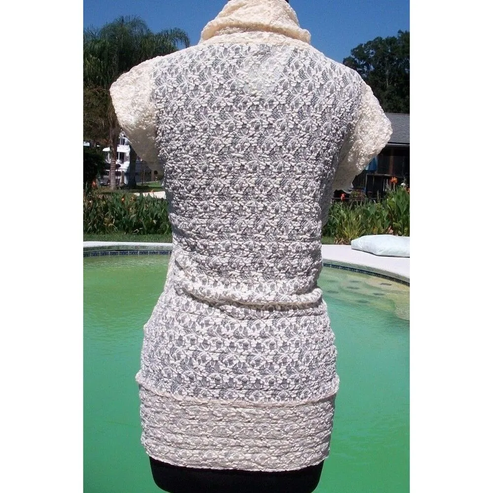 Cache CREAM Stretch Lace Pucker Body Hugging Top New Tunic Dress Neck $98 NWT - Image 7