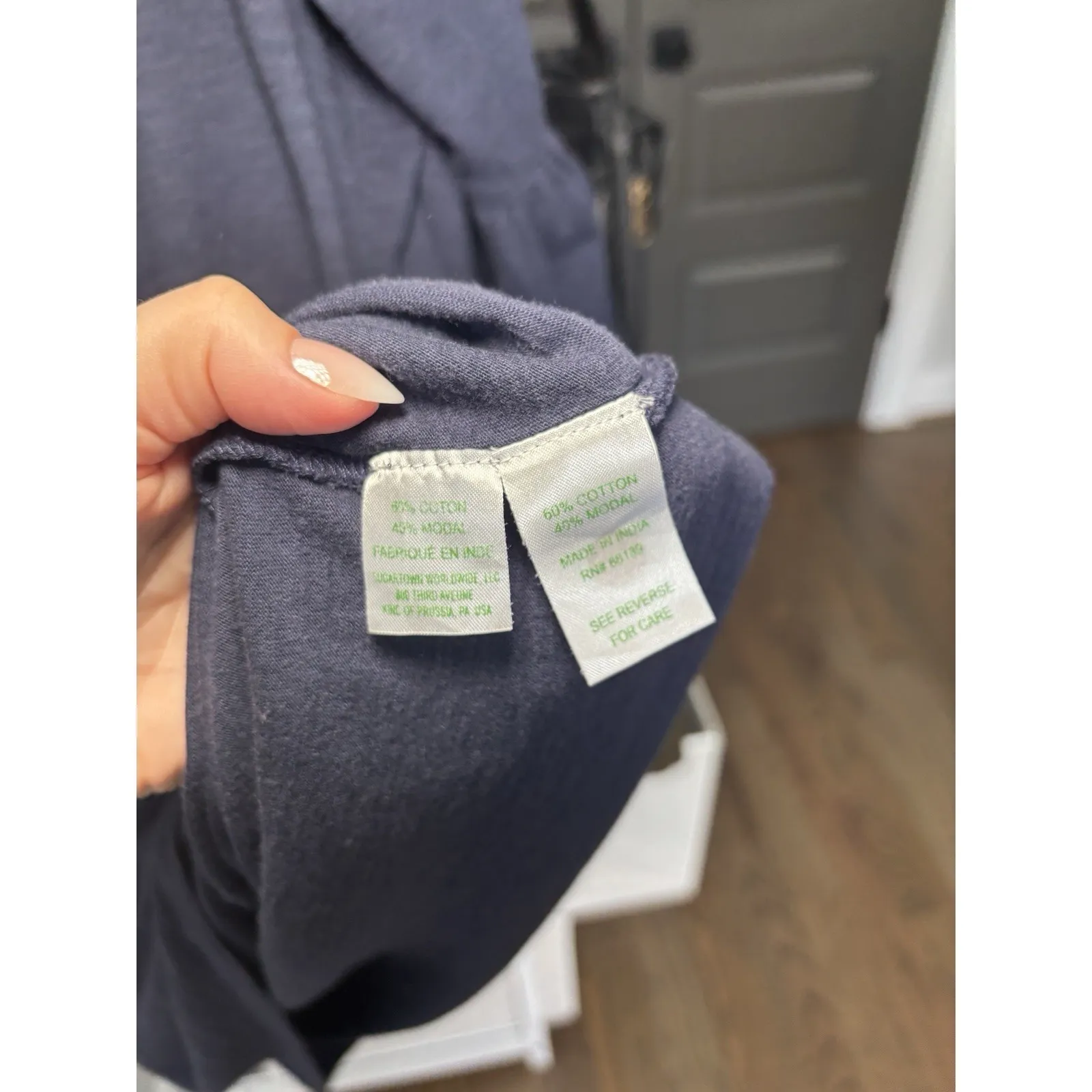 Lilly Pulitzer Del Lago Dress Women's Navy Blue Cotton Blend Bell Sleeve Size M‎ - Image 7