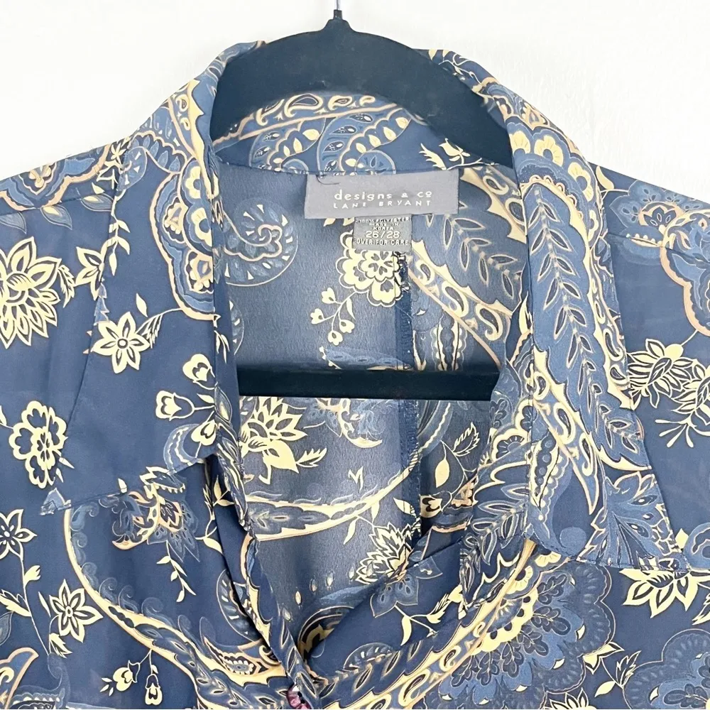 LANE BRYANT Designs & Co. Paisley Print Long Sleeves Button Tunic, Size 26/28 - Image 5