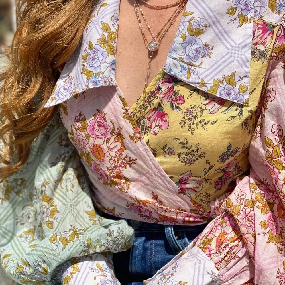 Free People Floral Patchwork Blouse - Image 2