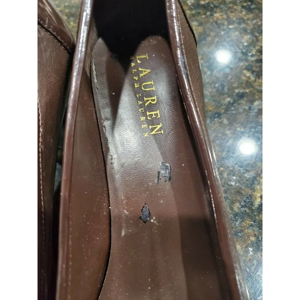 Lauren Ralph Lauren Women's Brown Leather Closed Toe Casual Flats Size US 9.5B - Image 6