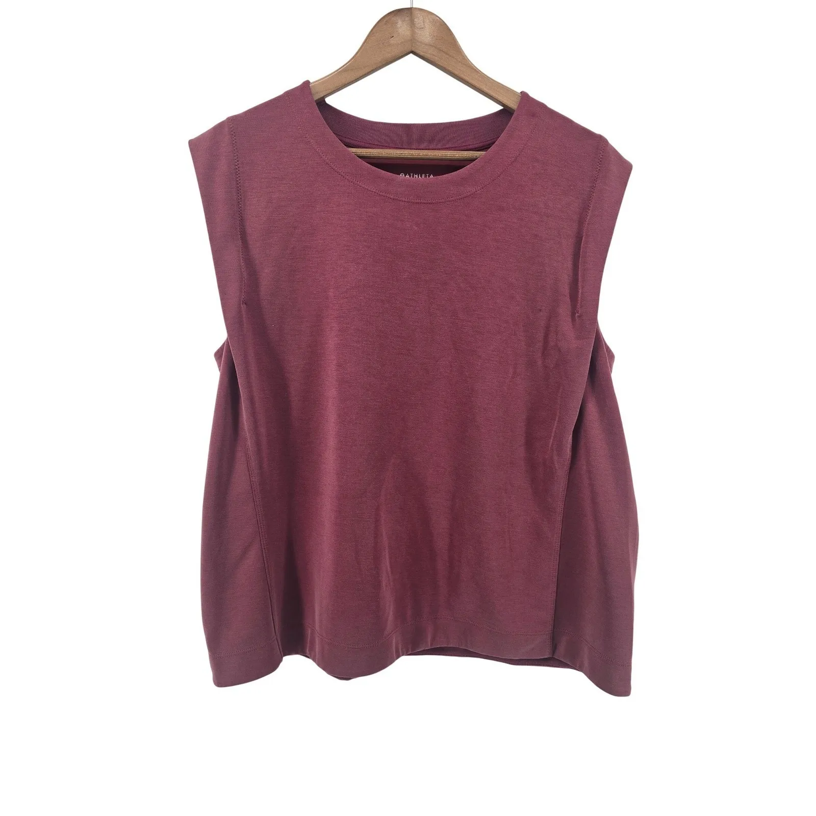 Athleta Sleeveless Muscle Tee Top Burgundy XL Crew Neck Performance Activewear - Image 2