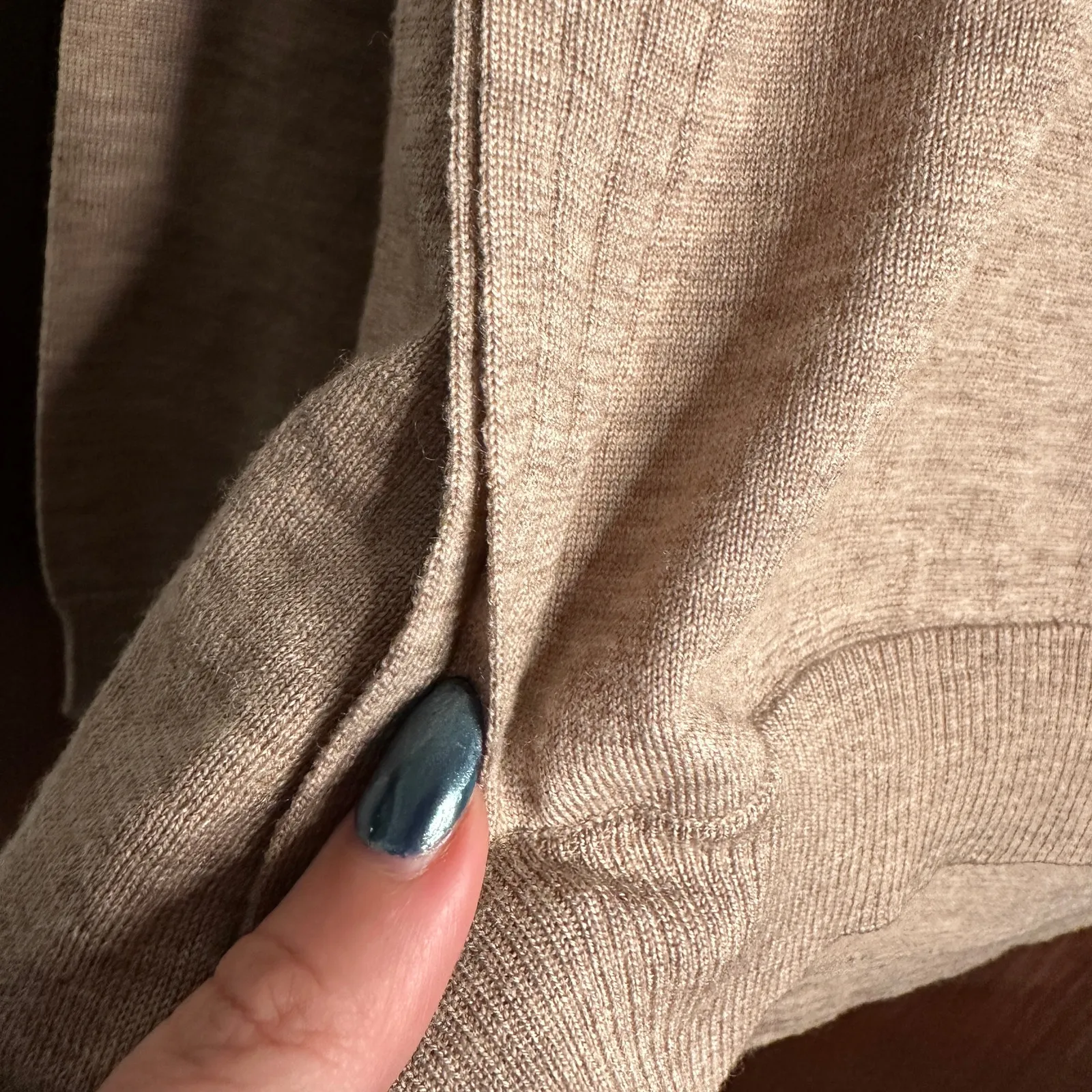 JARBO | Ultrafine Merino Wool Tan Lightweight Crewneck Sweater | Size 34 / Small - Image 3