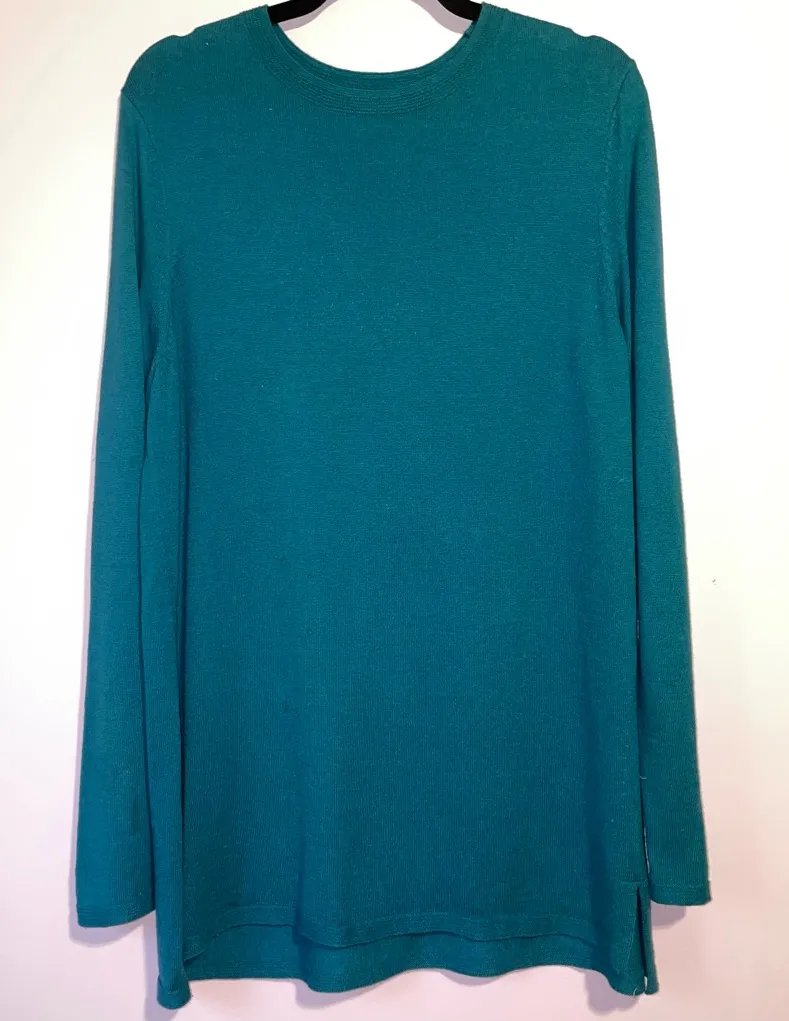 J Jill Crew Neck Sweater Women Size M Lightweight Pullover Knit Minimalist Blue Size M - Image 1