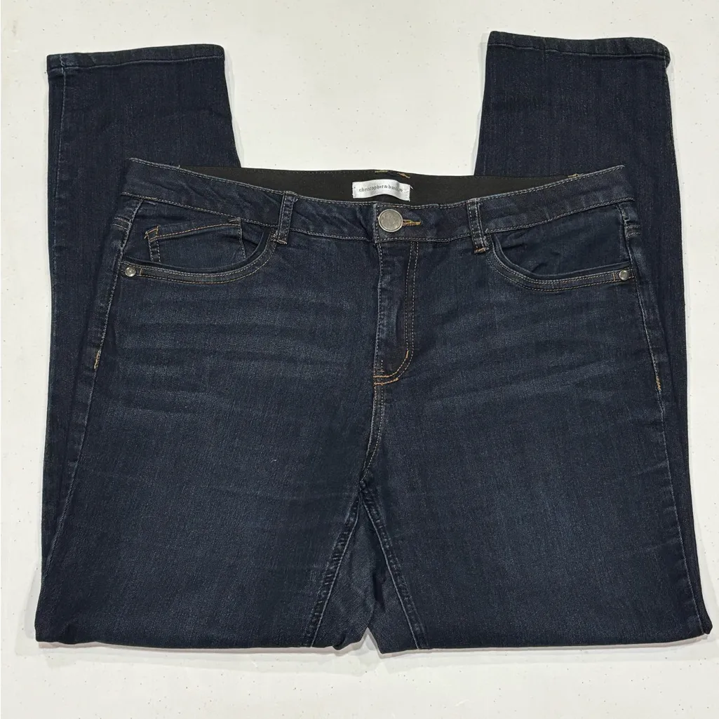 Christopher & Banks Women’s Deep Indigo Blue Pants, Stretch Waistband, 14 Avg. - Image 3