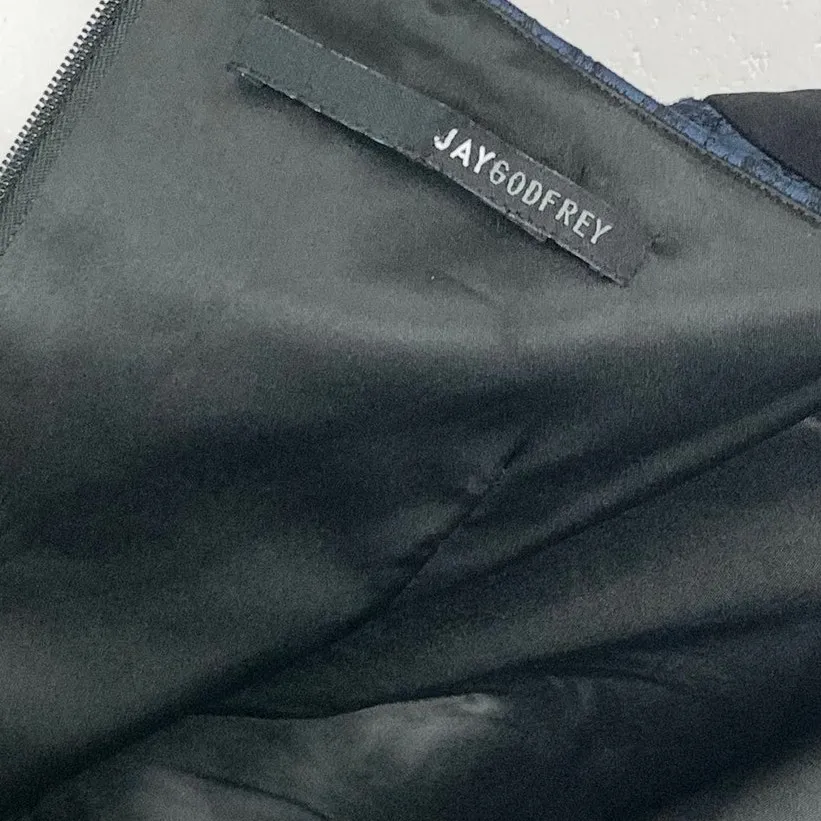 Jay Godfrey Womens Sheath Dress Geometric Strap Cocktail Party Blue Black Size 8 - Image 3