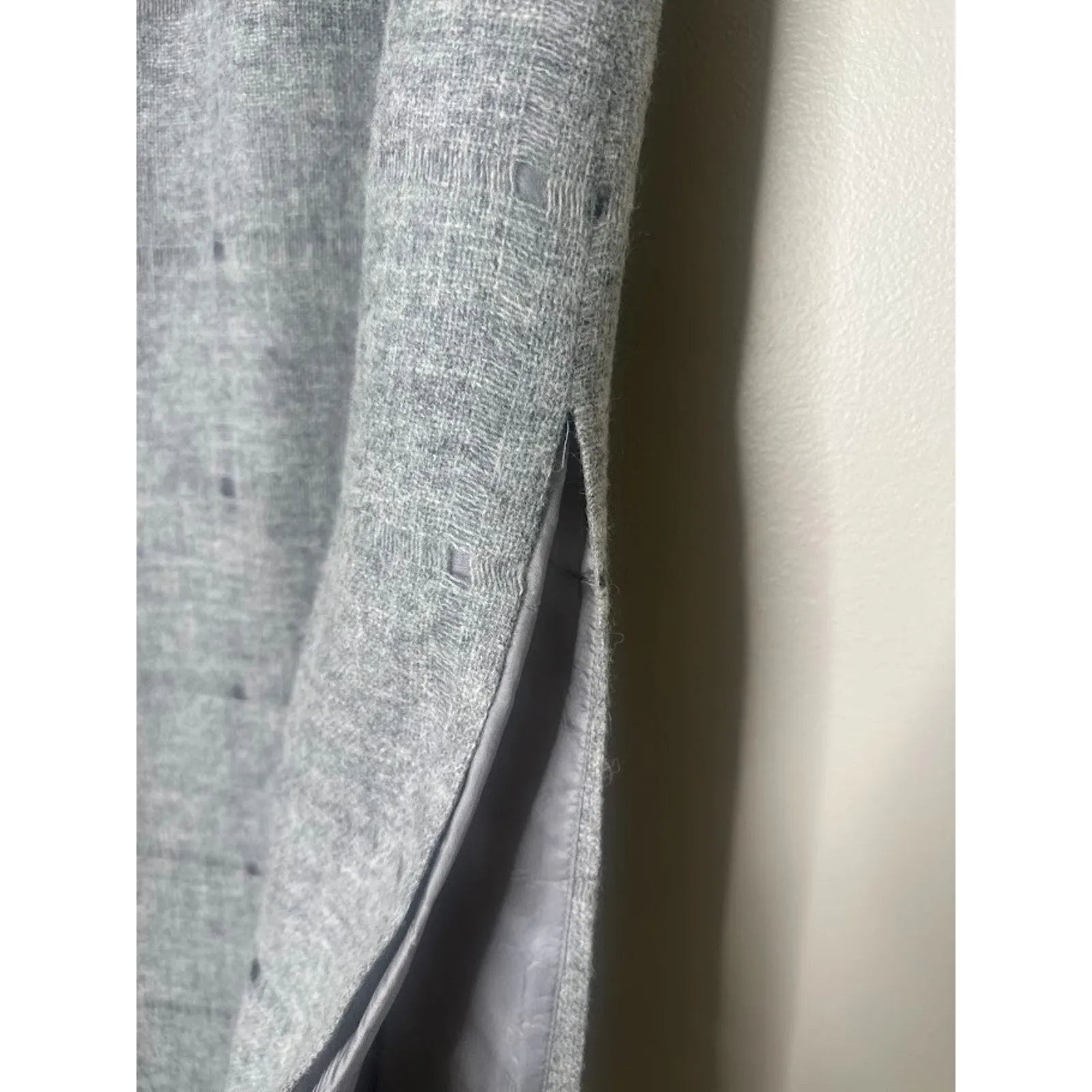 Lafayette 148 New York Maxi Skirt Size 6 Grey Wool Pencil Slit Laser Cut Career Gray - Image 5