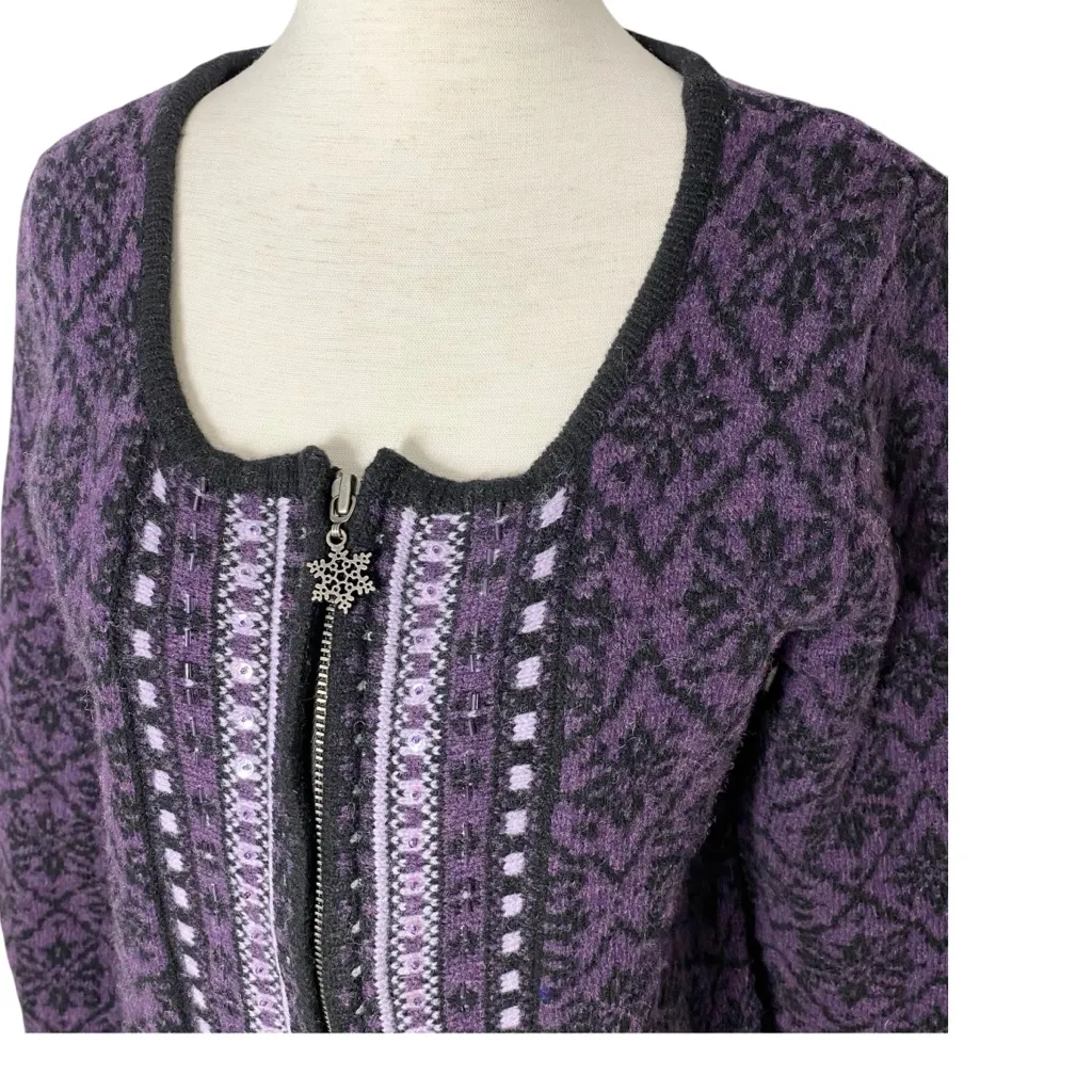 COLDWATER CREEK Snowflake Fair Isle Cardigan - Image 3