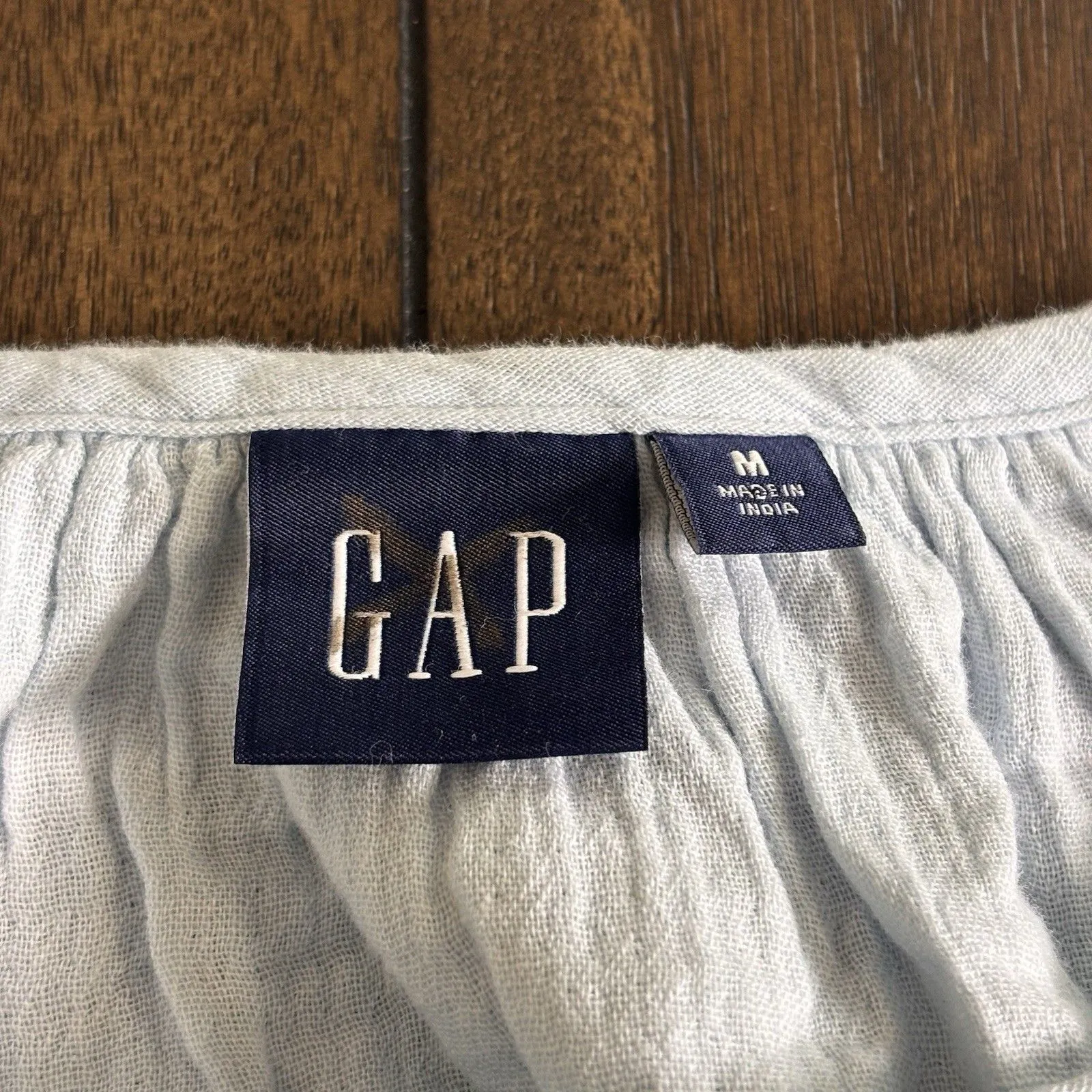 NEW Gap Blue Relaxed Crinkle Gauze Peasant Top Button Up Women’s Size M Cottage Size M - Image 6