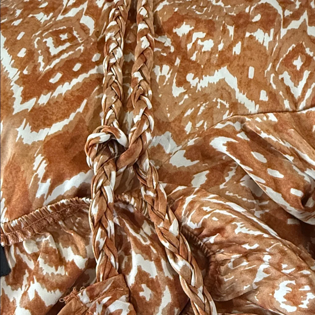 Aakaa Backless Orange Patterned   wide leg jumpsuit size M - Image 7