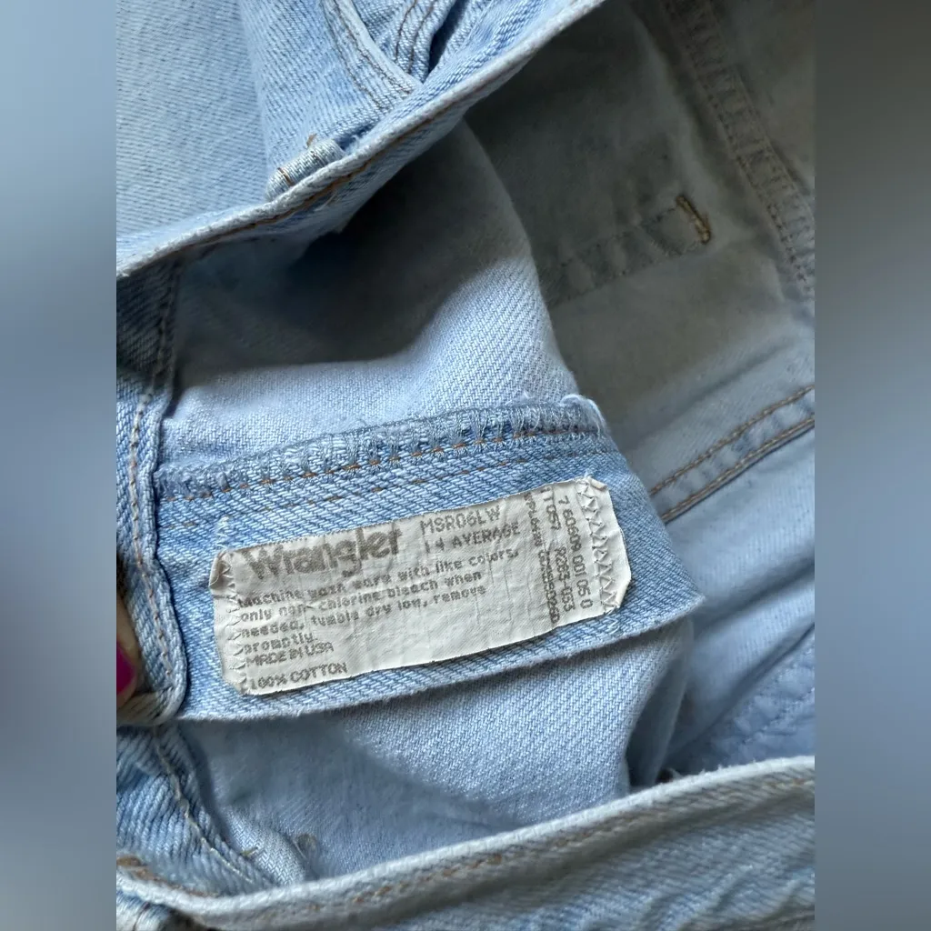 VTG Wrangler Mom Shorts Baggy Shorts Blue Faded Size 14 31 32 - Image 5