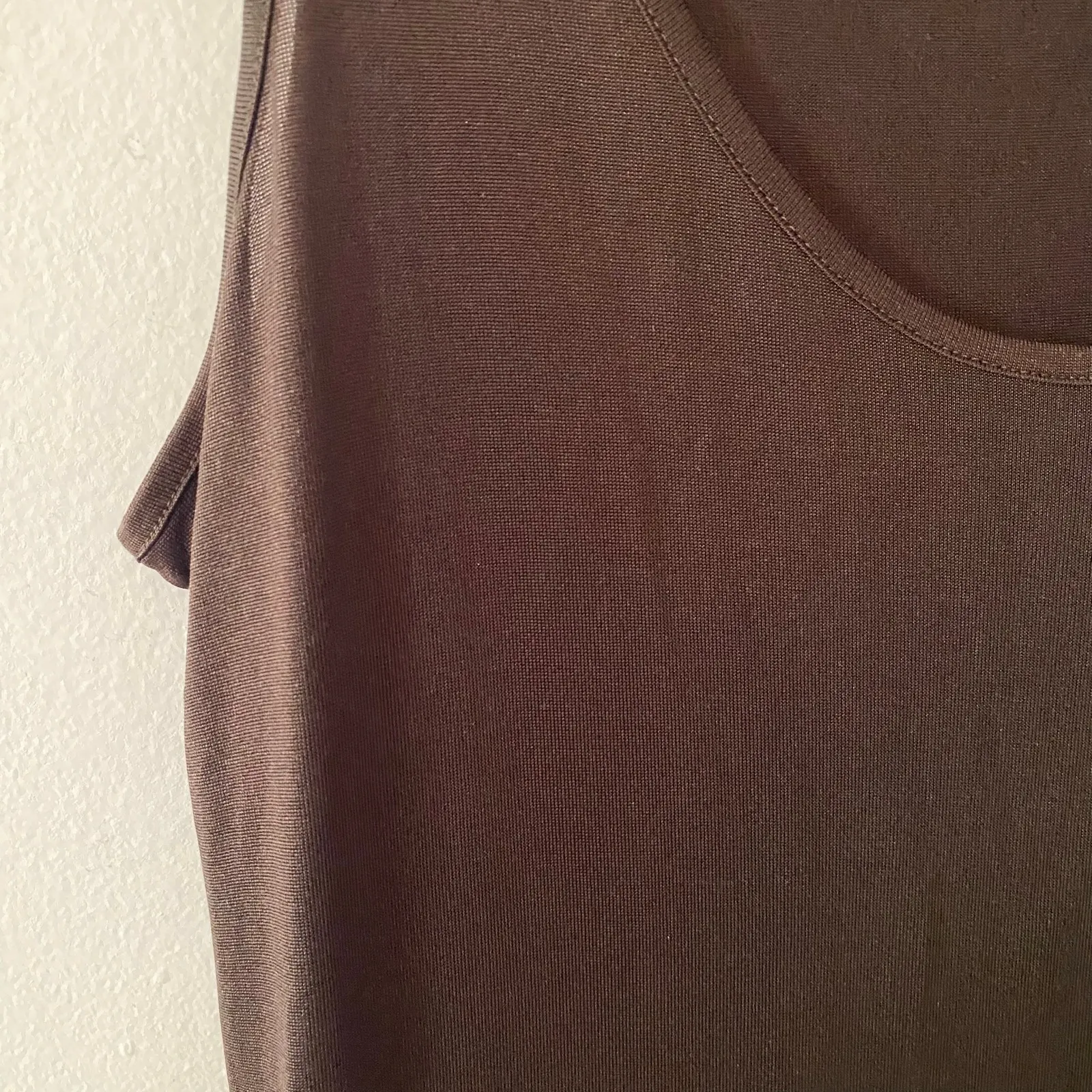 Eileen Fisher Chocolate Brown 100% Silk Sleeveless Tank Dress Midi Women's Small - Image 6