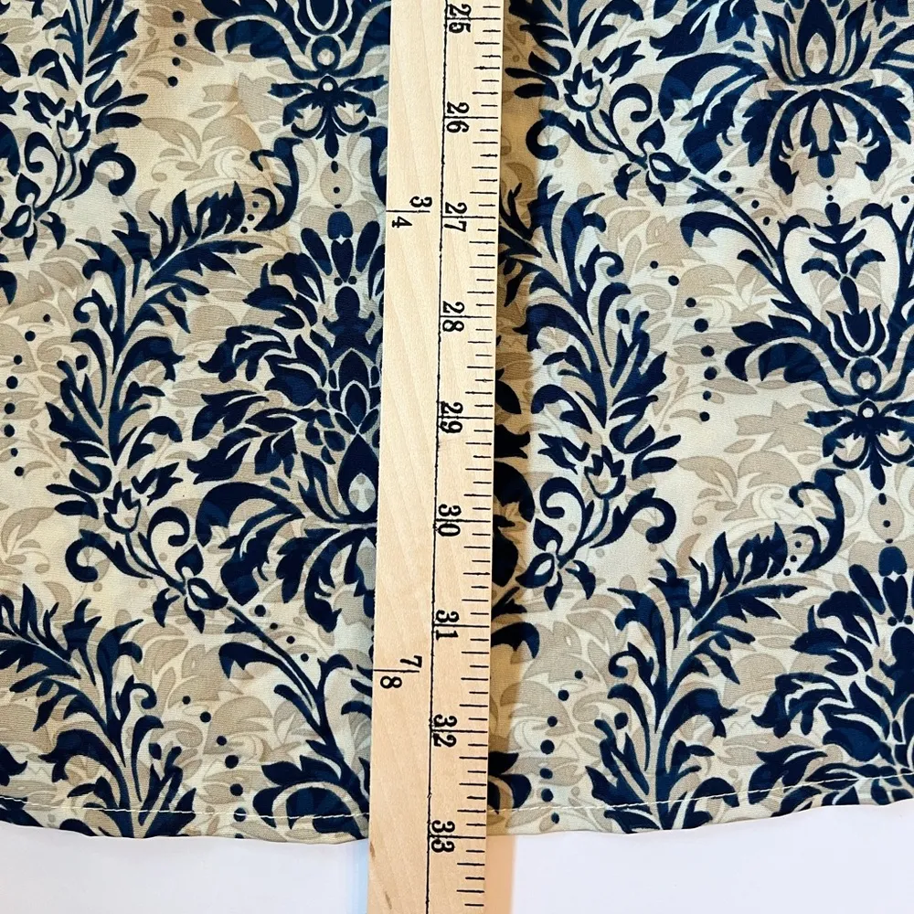 Cupshe Asymmetrical One Shoulder Pleated Blue Damask and Cream Mini Dress Large - Image 13