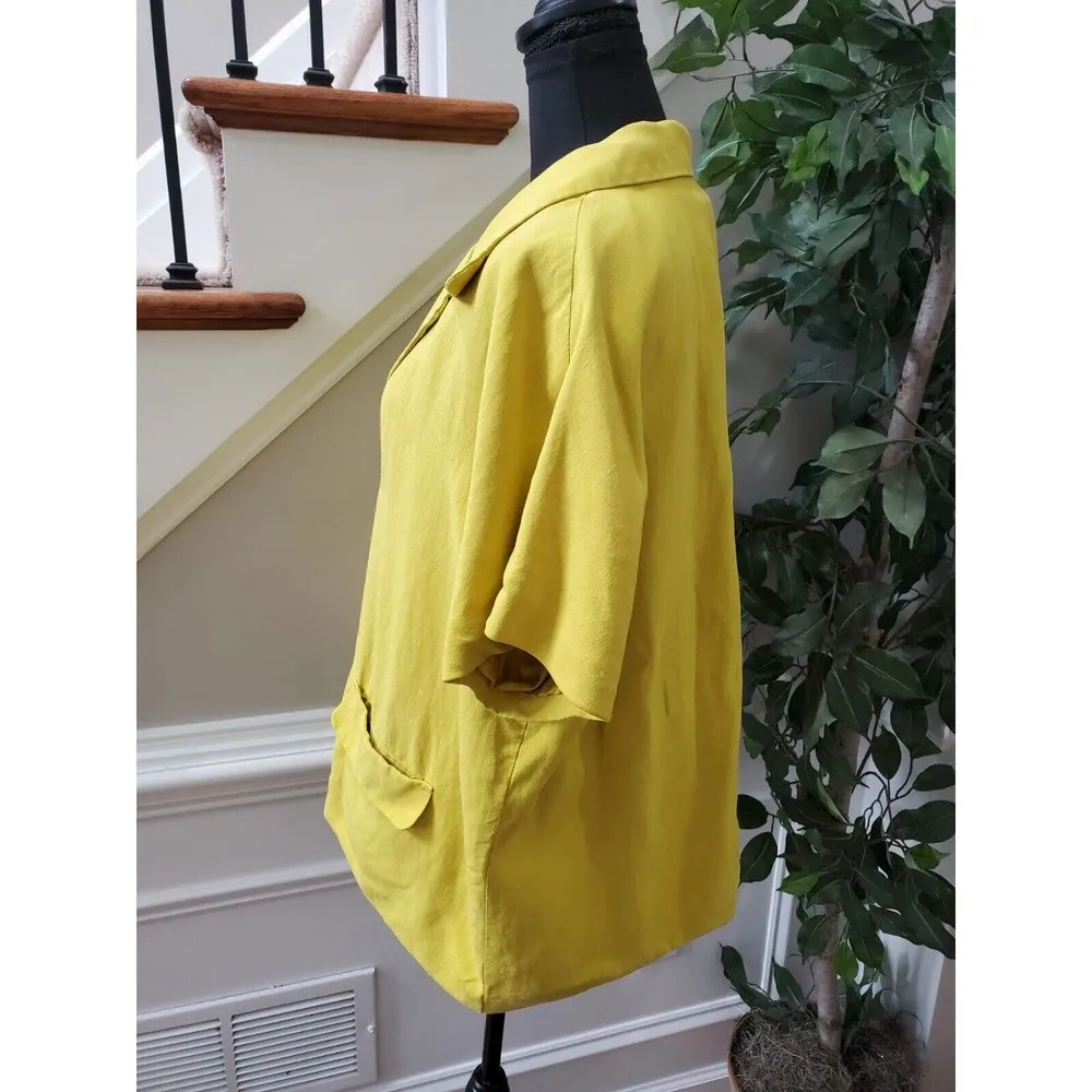 Coldwater Creeks Women's Yellow Silk Single Breasted Short Sleeve Blazer 20-22 - Image 5