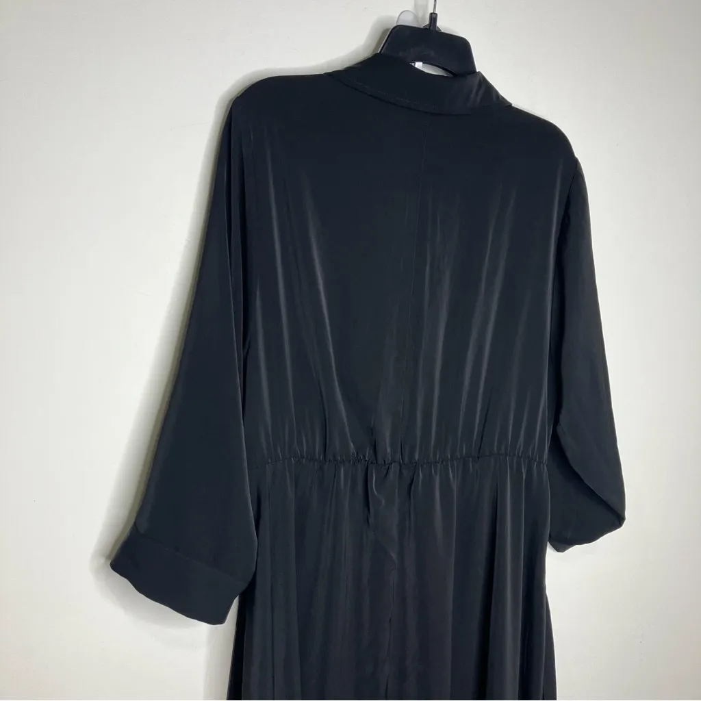 Torrid midi crepe de chine collared shirt dress black new women’s size 1X(14/16) - Image 11