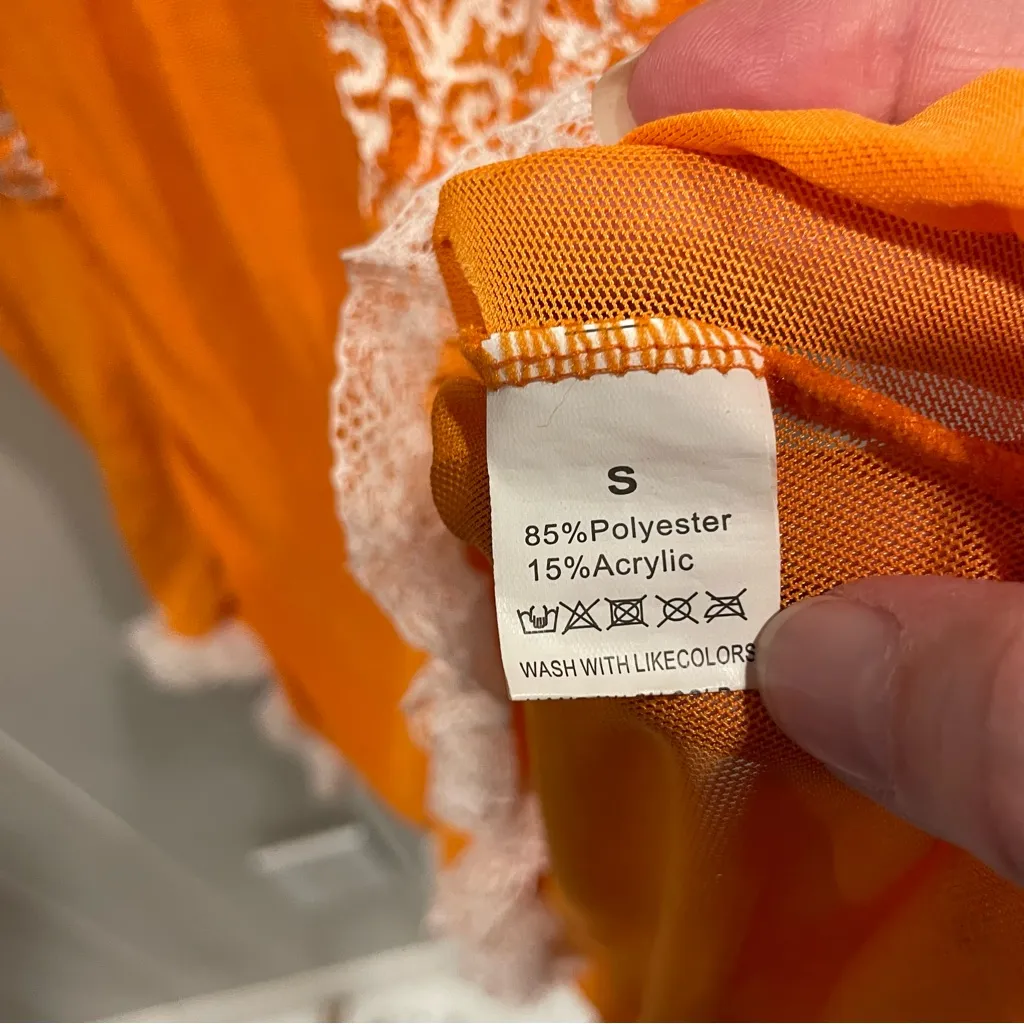 Cute tangerine dream stretchy mesh lace teddy neglige sexy top lingerie sheer - Image 5