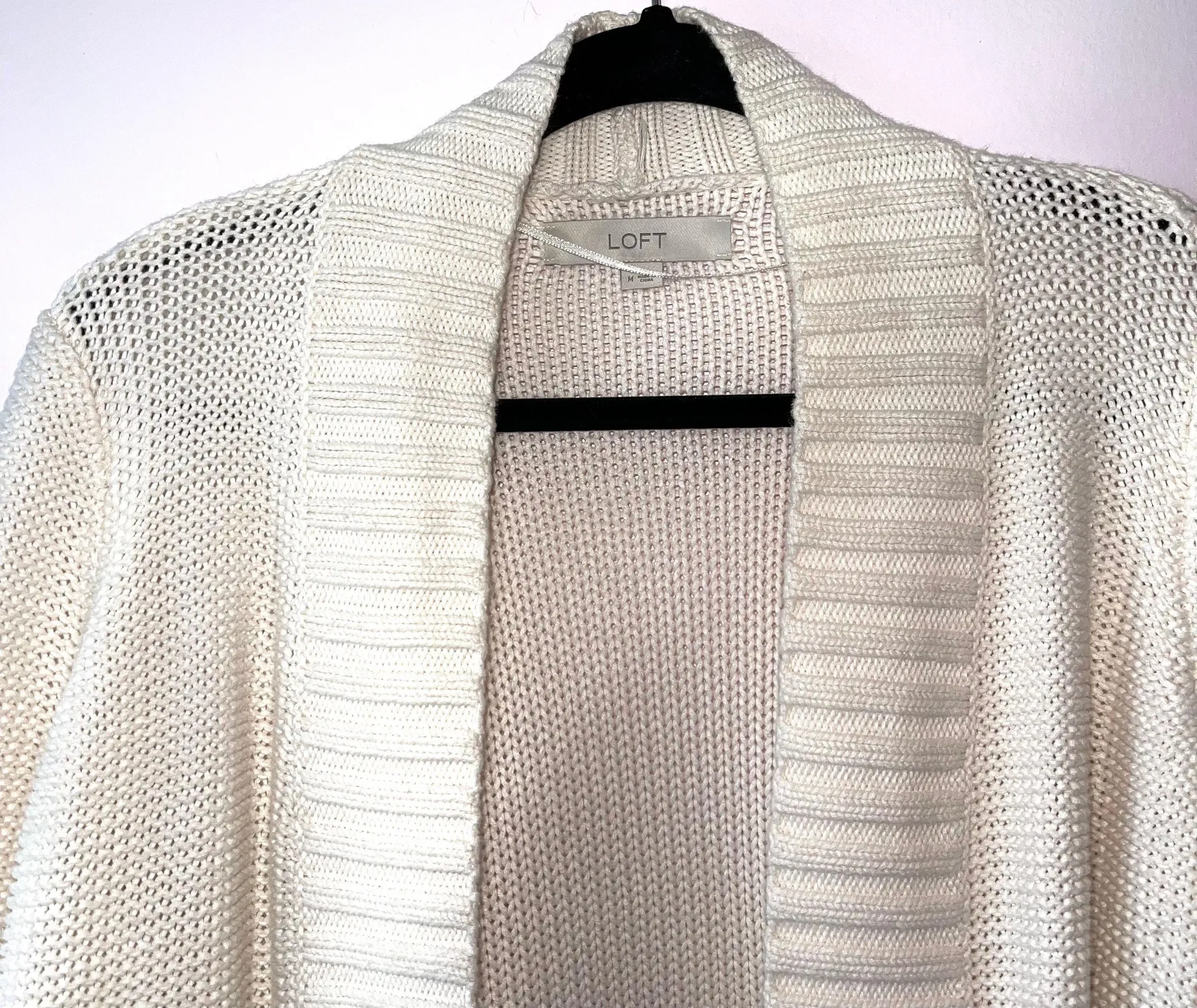 Cream Open Front Knit Cardigan - Image 3