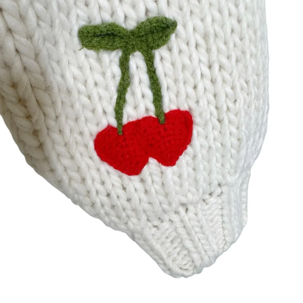 Forever 21 Cherry Chunky Knit Cardigan Sweater Size XS Women 9/10 KIDS - Image 3