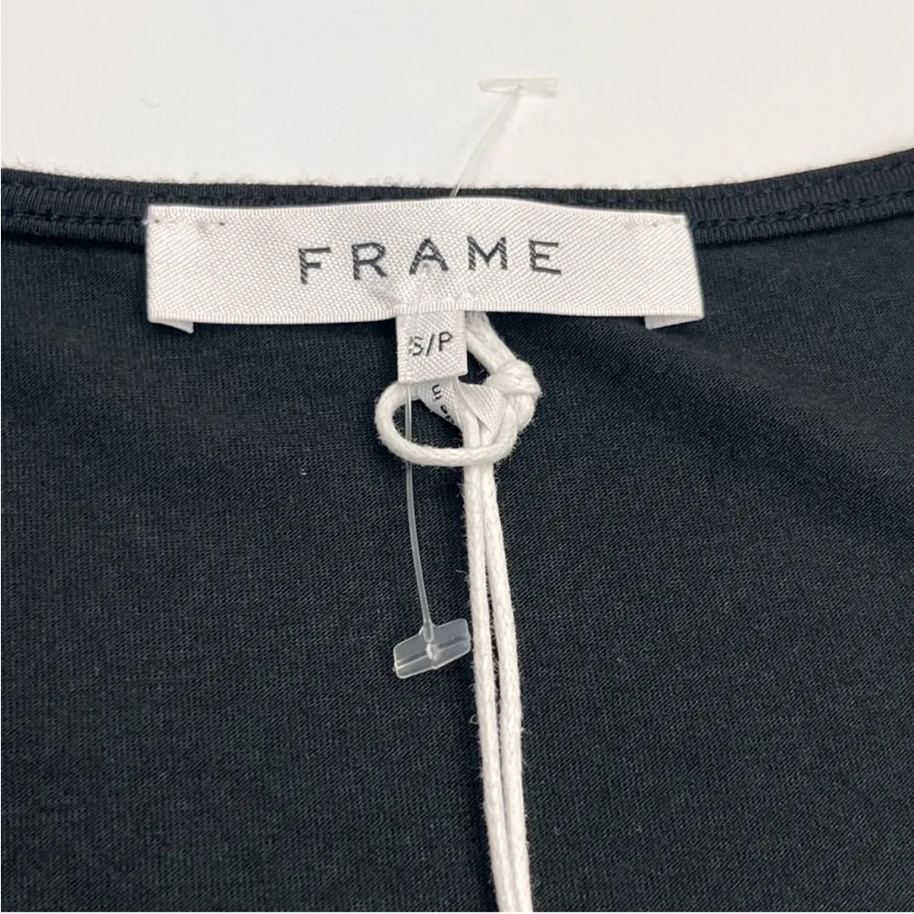 Frame Womens SZ Small Black Shirred Flounce Top Short Sleeve Style# LTWS1761 NEW - Image 3