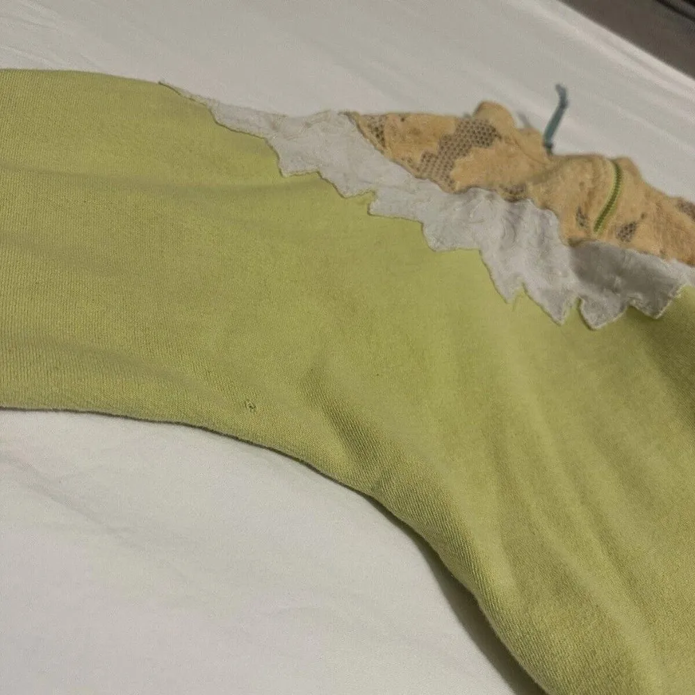 Free People Sweatshirt Isla Pullover Sweater Crochet Zip Neck Lime Peach Ivory - Image 4