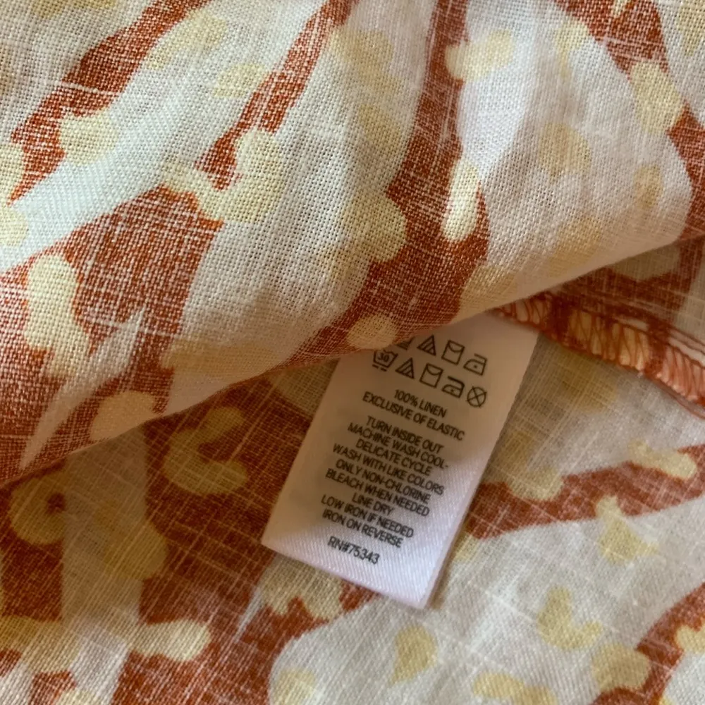 NWT New Nicole Miller 100% Linen Smocked Bodice Dress Tie Strap Floral M Medium - Image 8