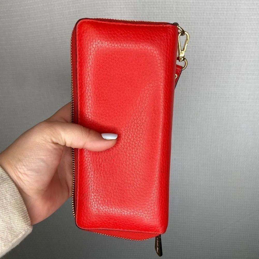 Michael‎ Kors | Red Wrislet Wallet Large Storage Gold - Image 5