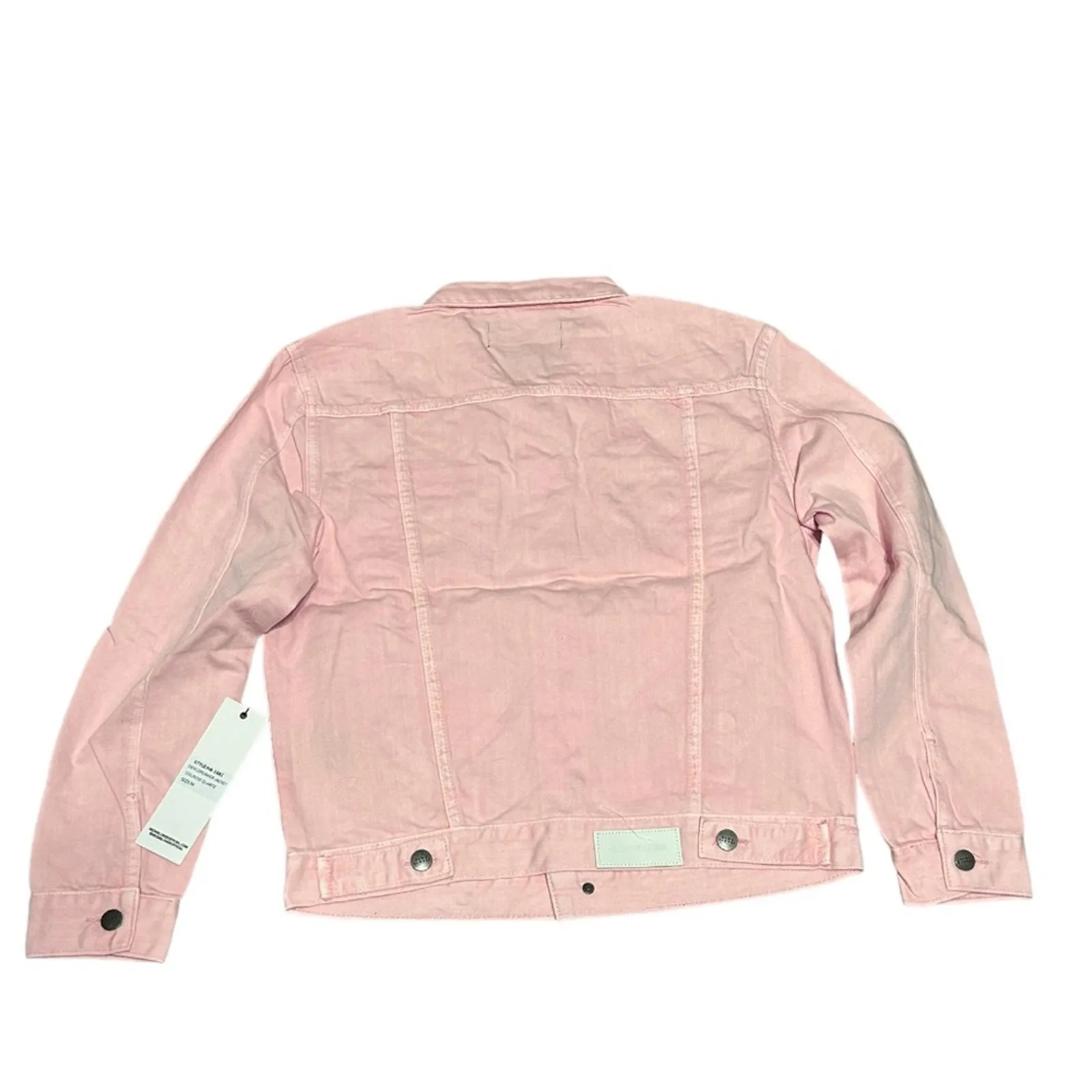 NEON BLONDE Dreamer Pink Quartz Distressed Denim Jacket NWT Medium - Image 7