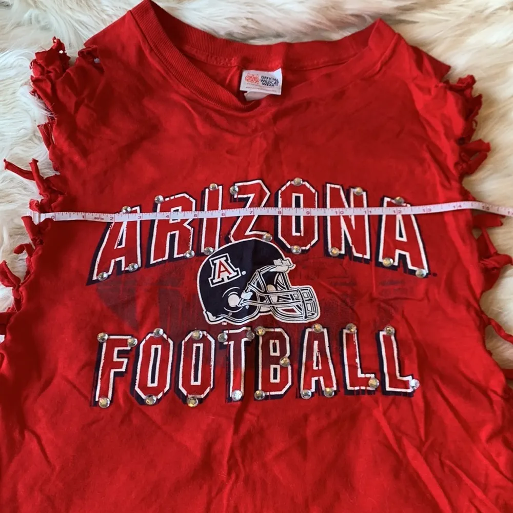 University of Arizona Football Custom Fringe and Rhinestoned Tee Shirt Size L Size L - Image 5