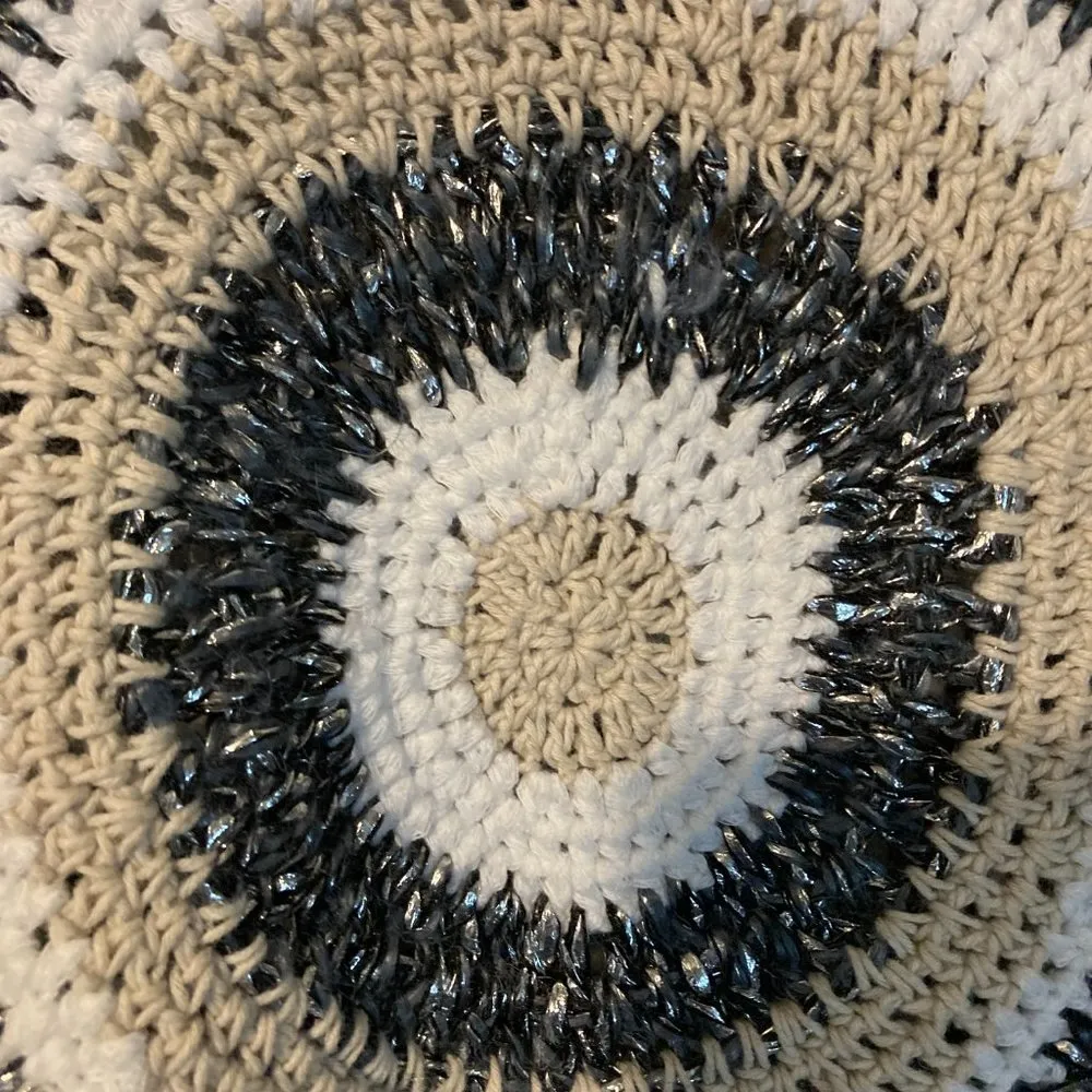 OF Handmade of Italy women's size S small metallic stretch knit freestyle poncho Black - Image 3