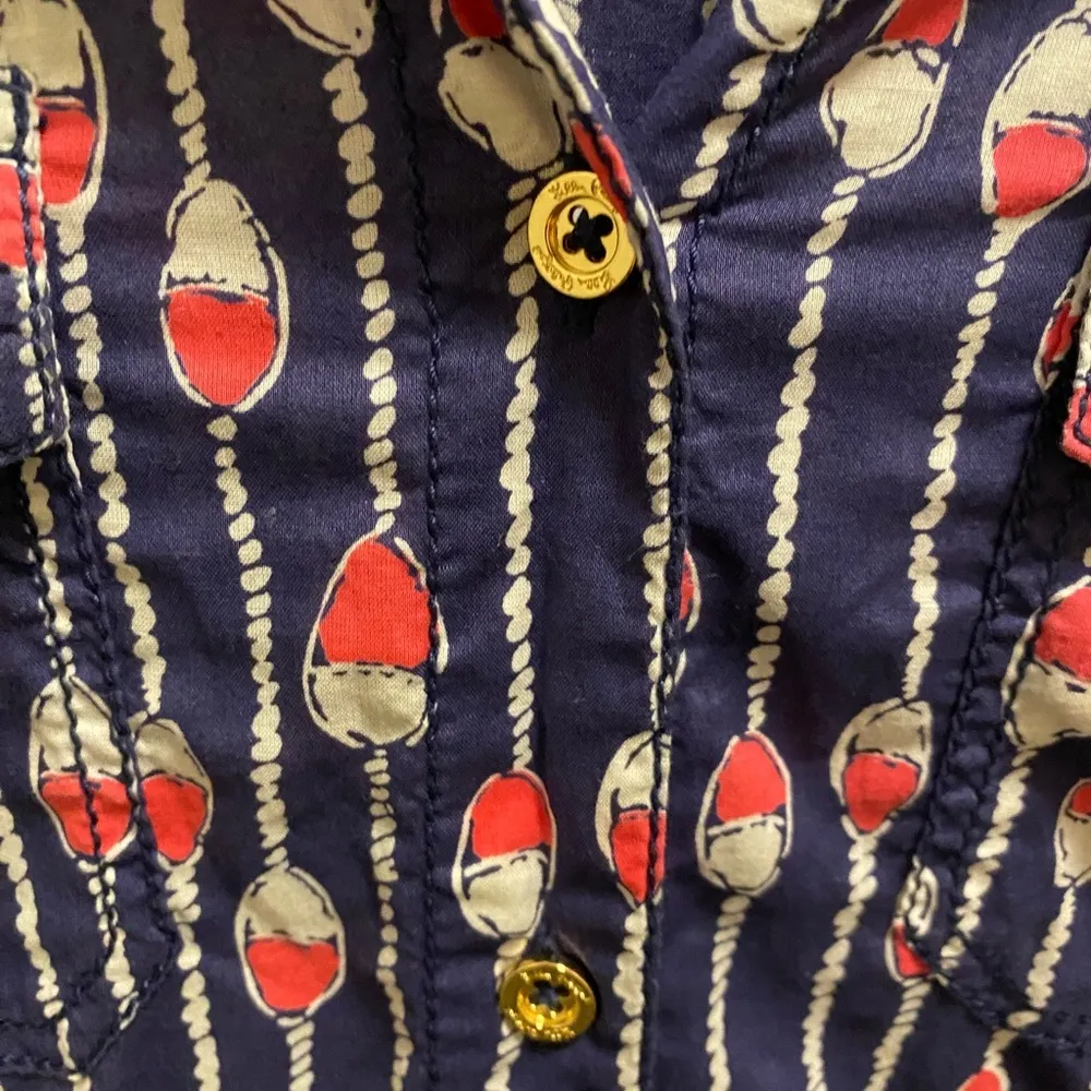 Lilly Pulitzer Cruiser Camp Button Front Shirt In Oh Buoy Swim Lanes Size 6 - Image 5