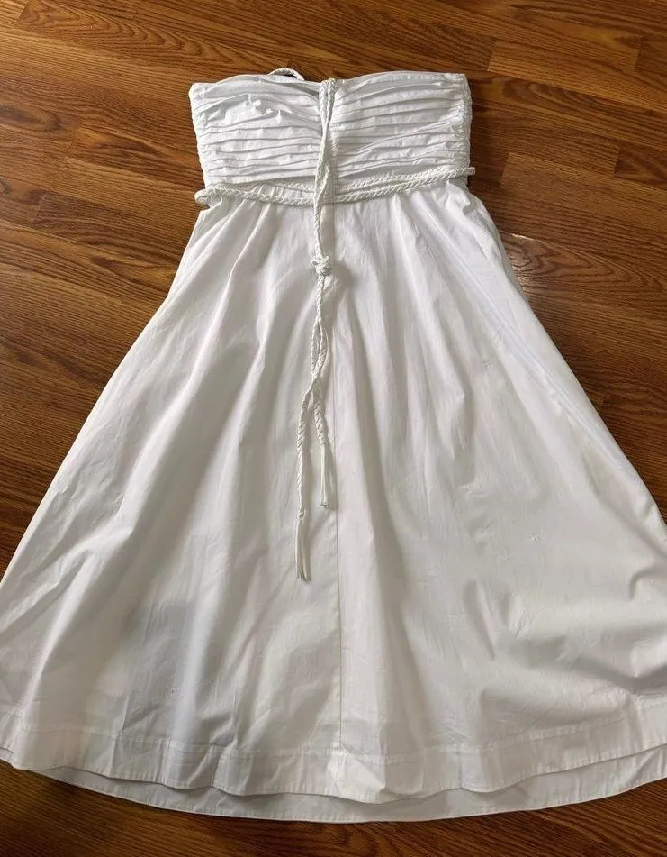 Veronica Beard white  strapless halter midi TUCKER DRESS size 12 / large - Image 11