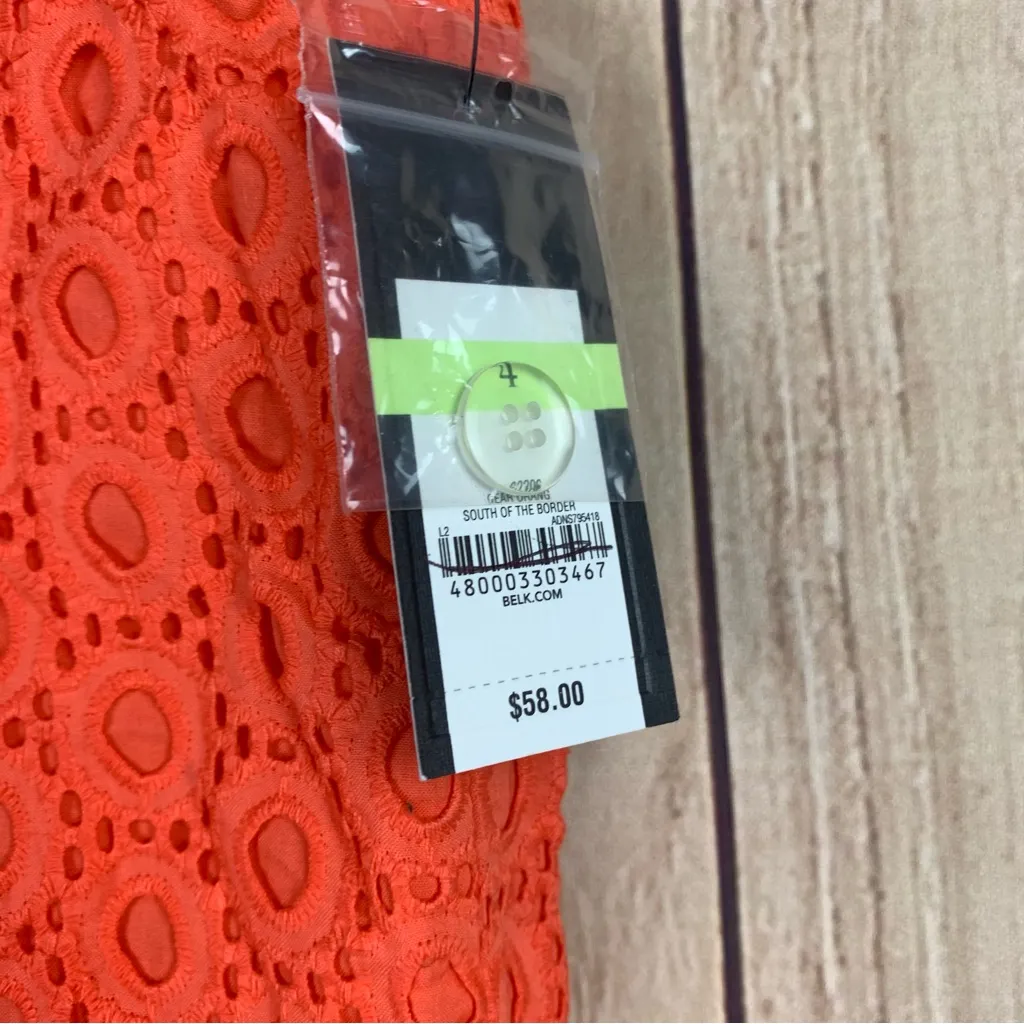 Crown & Ivy Orange Shorts with‎ Floral Texture - Image 3