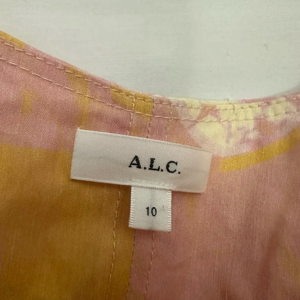 A.L.C. Isabel Crop Top Size 10 In Cuminlila Linen Blend Abstract Scoop Neck NWT - Image 5