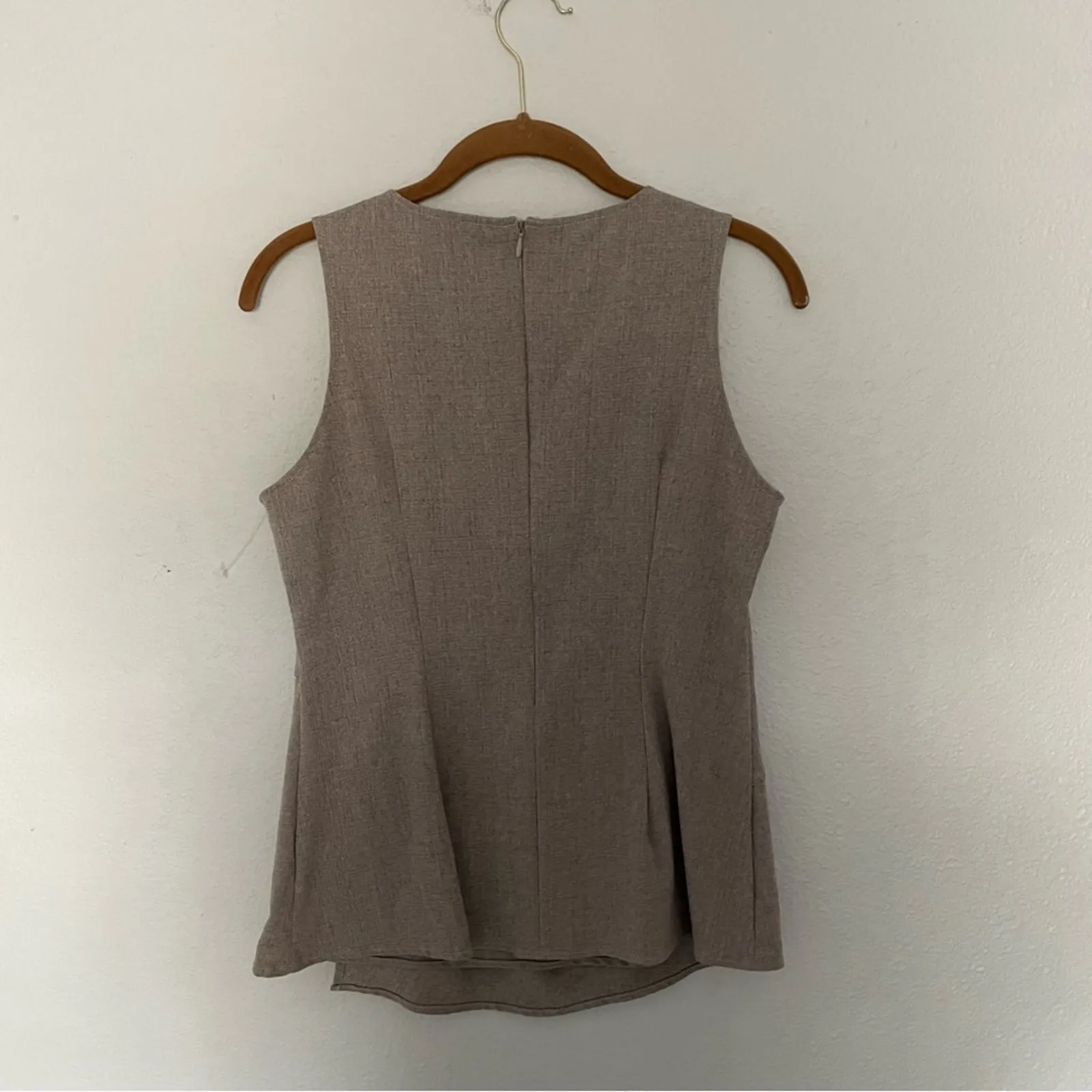 August 1 Eight Brown Peplum Office Top NWT Tan - Image 4