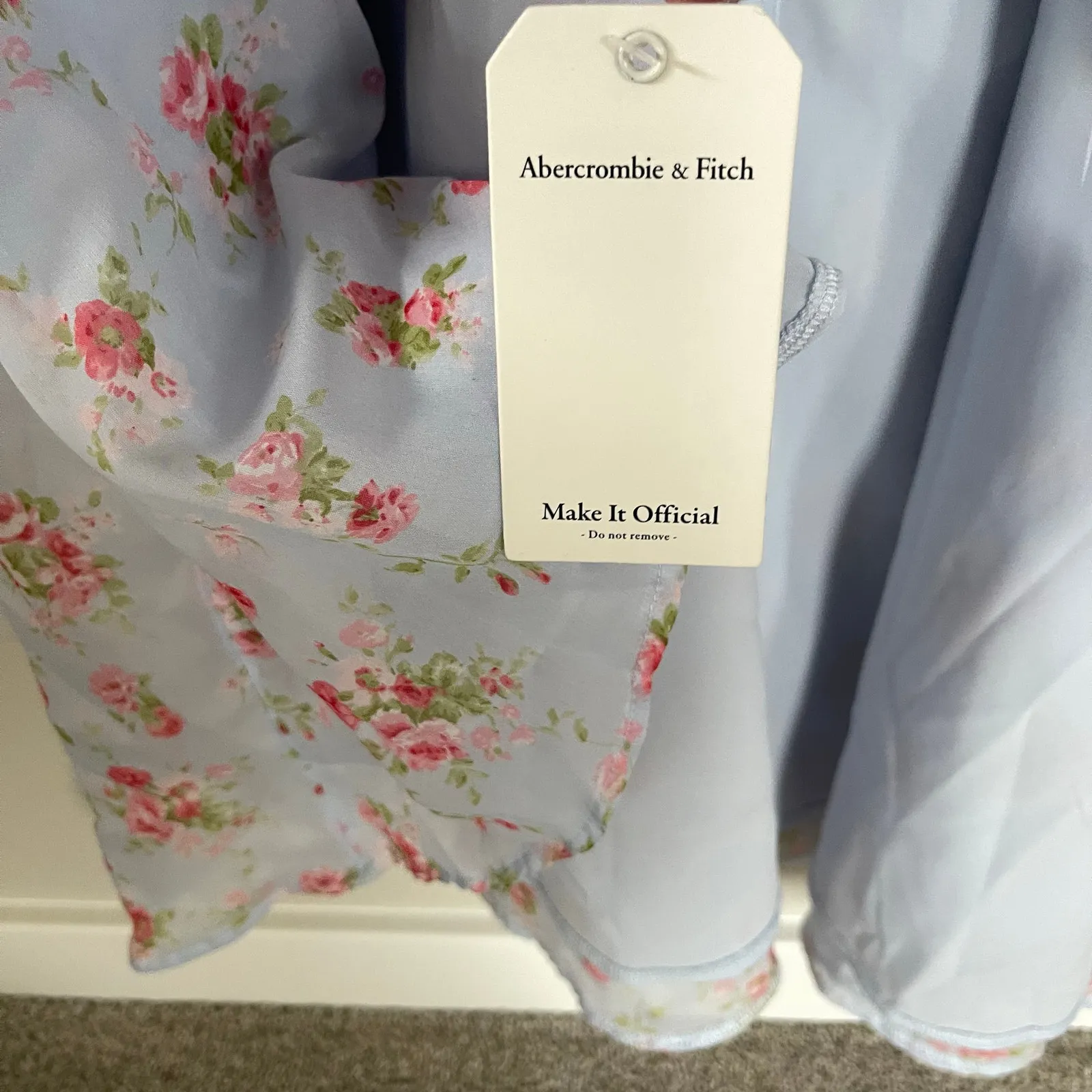 NWT Abercrombie & Fitch Blue Floral Ruffle High Low Maxi Dress (L) - Image 9