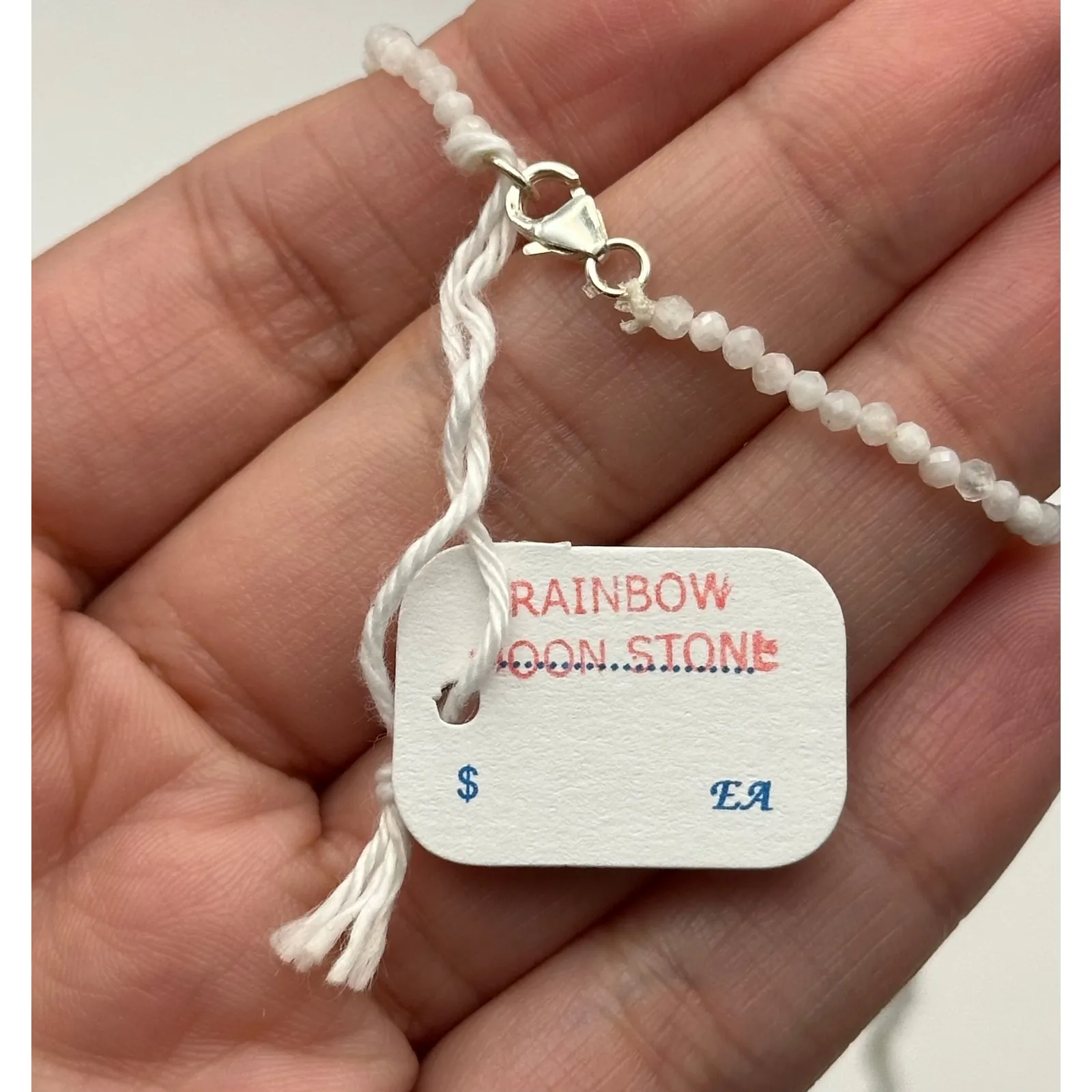 Rainbow Moonstone Faceted BeadedNecklace With Sterling‎ Silver - Image 4