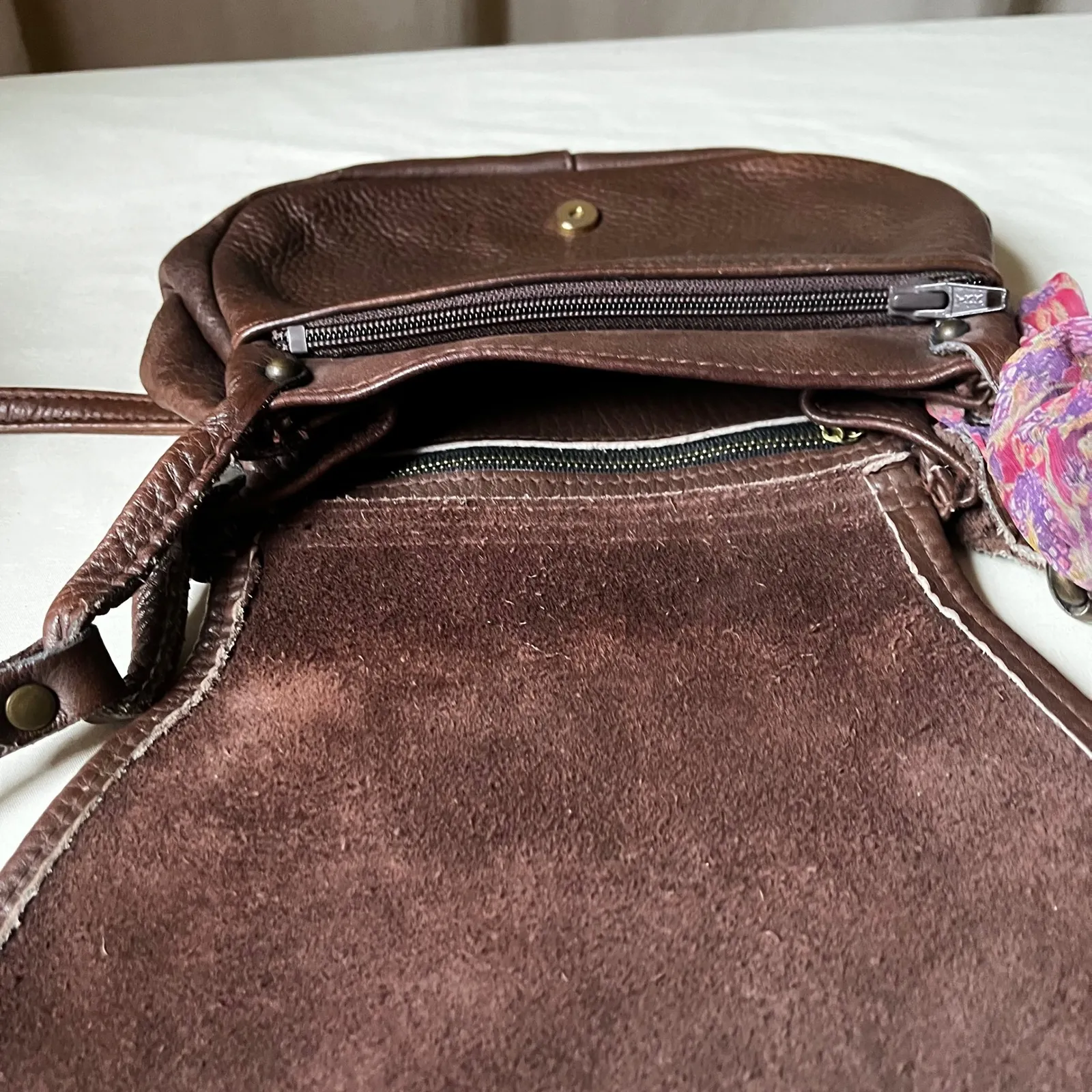 Vintage Davey's Brown Leather Crossbody Saddle Bag Small Classic Purse - Image 4