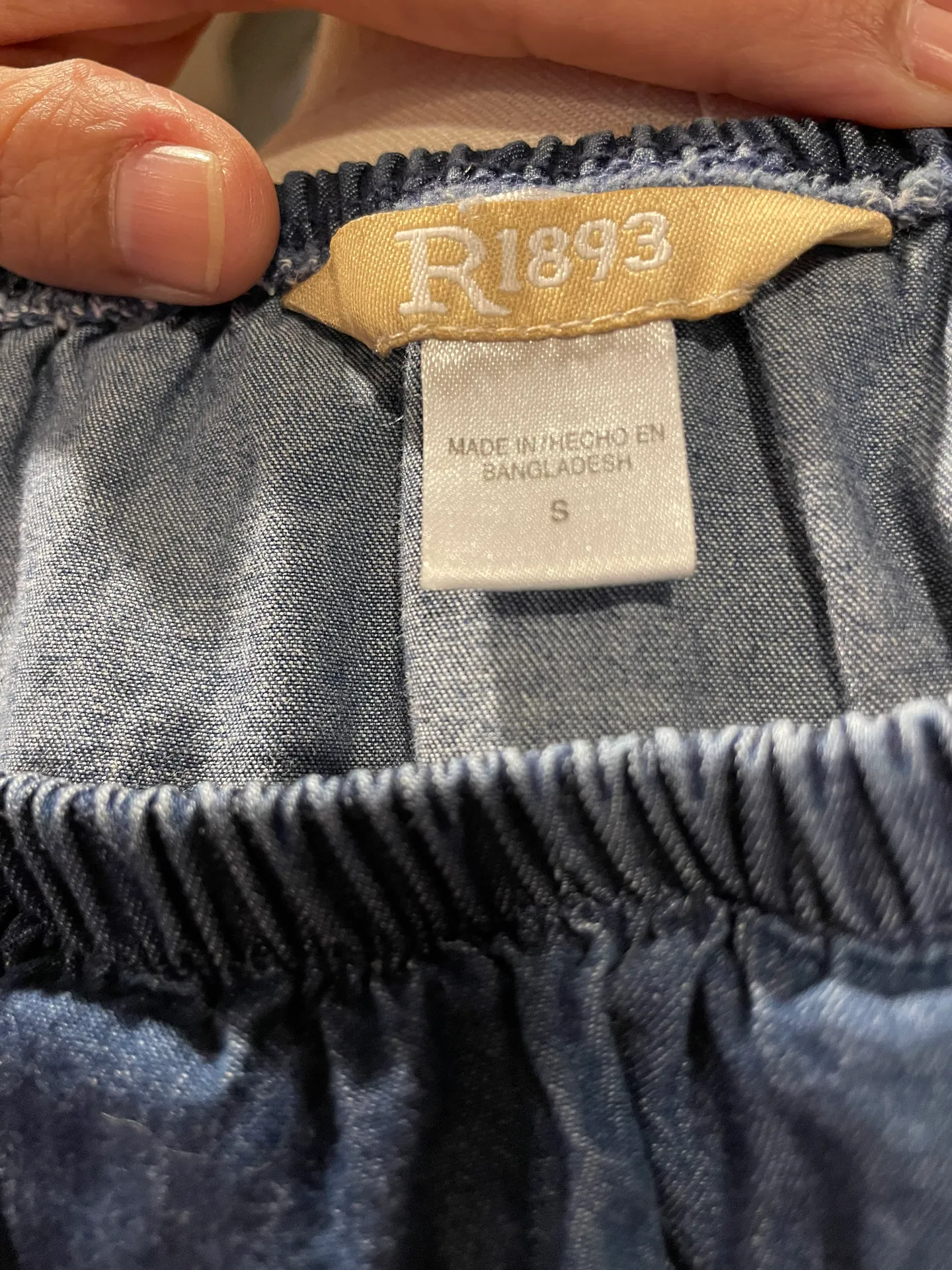 R1893 Denim off/on shoulder short - Image 6