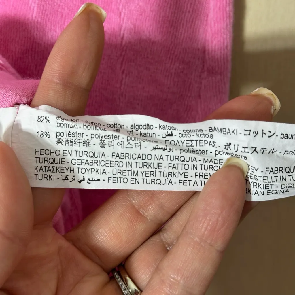 Zara Women’s Pink Terrycloth Dress Size Medium Beach Comfy Mini Coverup - Image 7