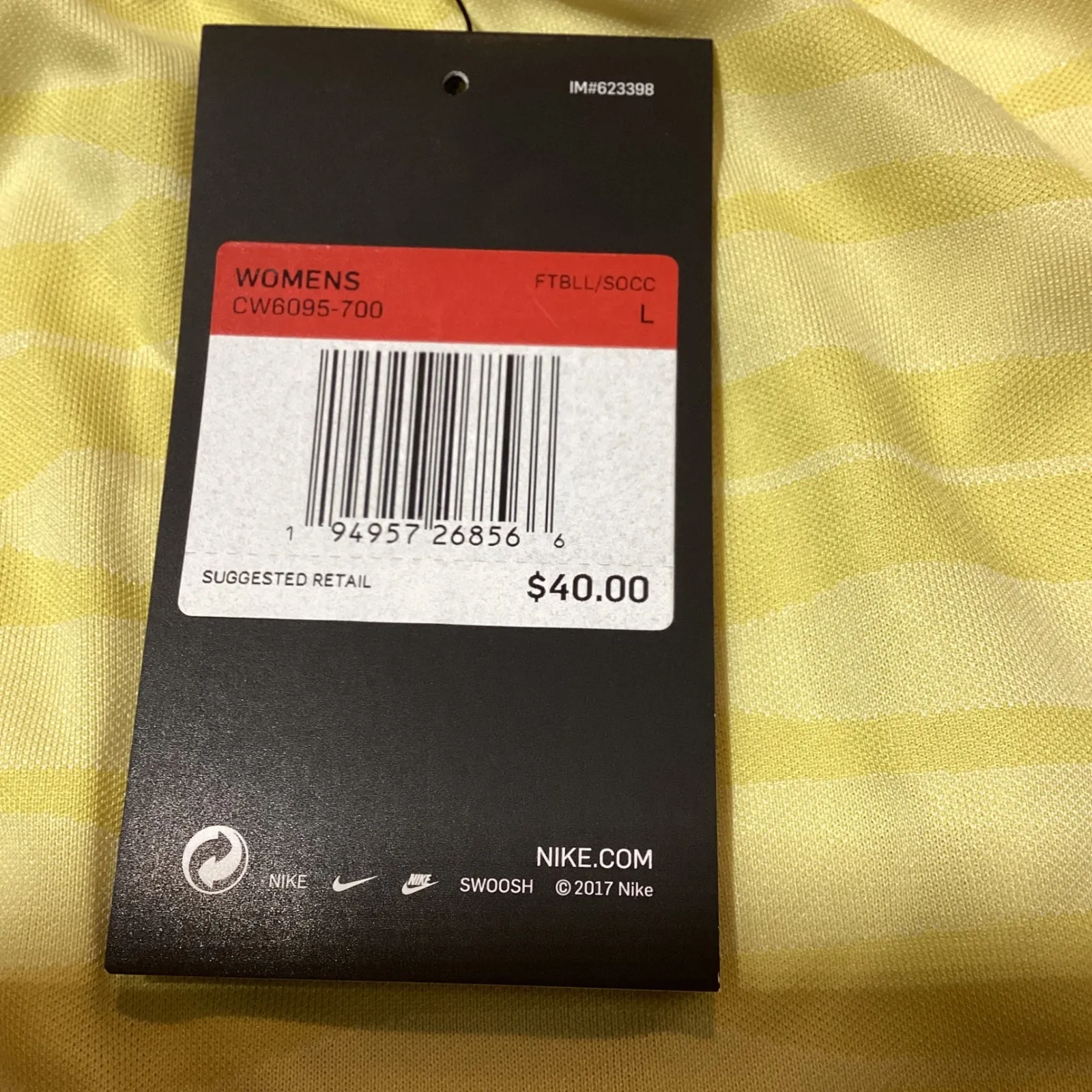 Nike Womens Soccer Shorts Dri-FIT Athletic Yellow‎ Black Striped Large L - Image 2