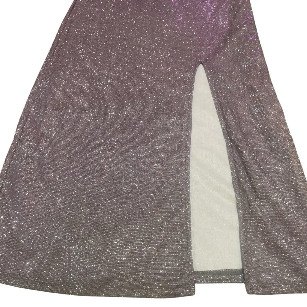 NWOT H&M Divided Purple/Gray Glitter Cut Out Midi Dress - Image 5