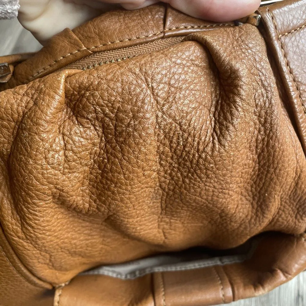 Michael Kors Camel Leather Large Hobo Shoulder Bag Gold Metal Y2K‎ Purse - Image 7