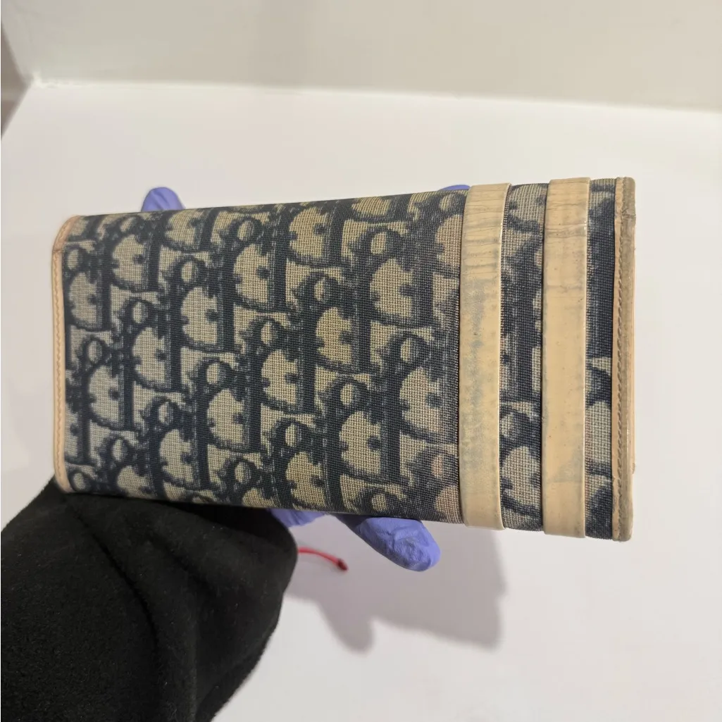 Dior Beige and Navy Monogram Wallet - Image 2